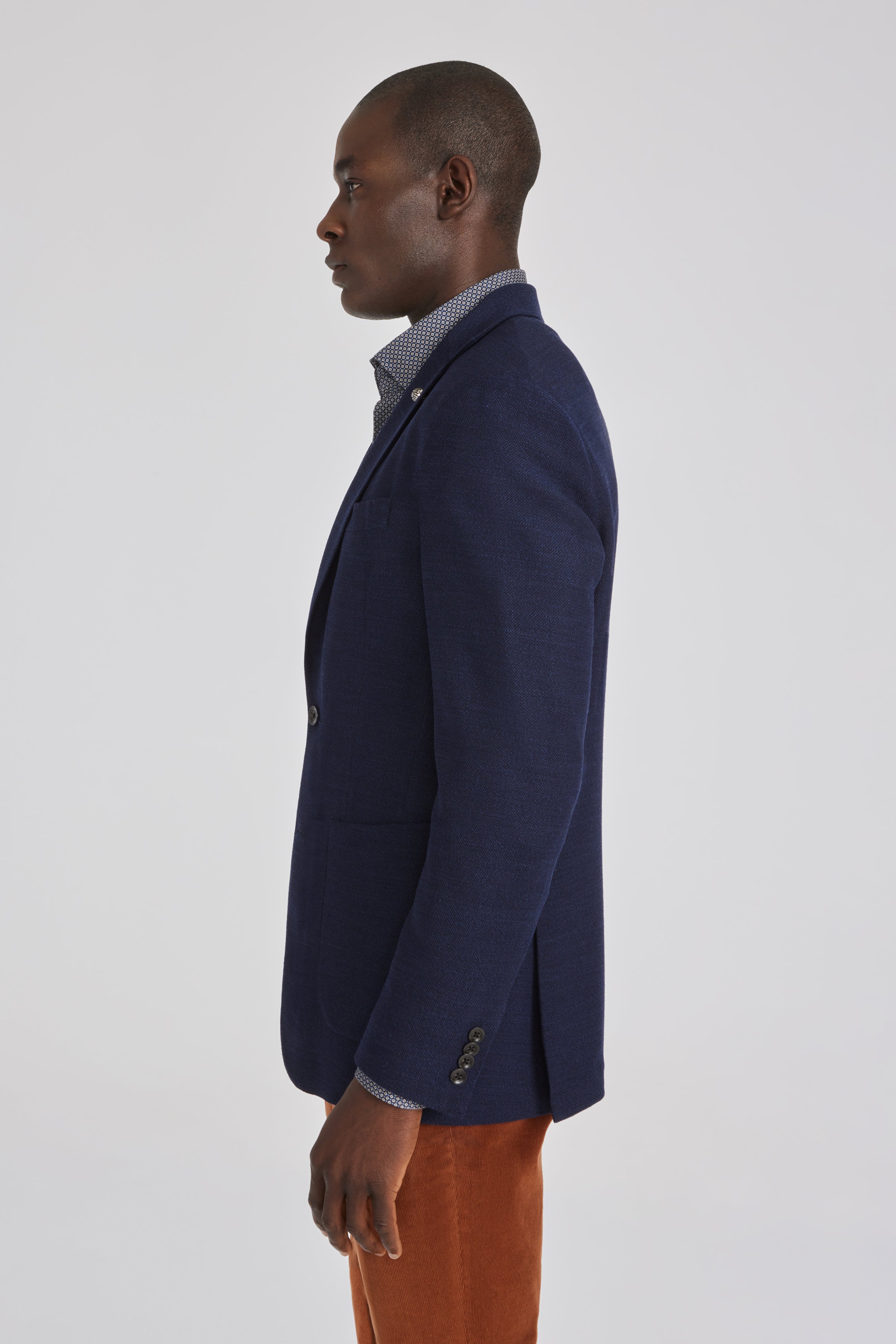 Hampton Navy Solid Wool and Lycra Blazer