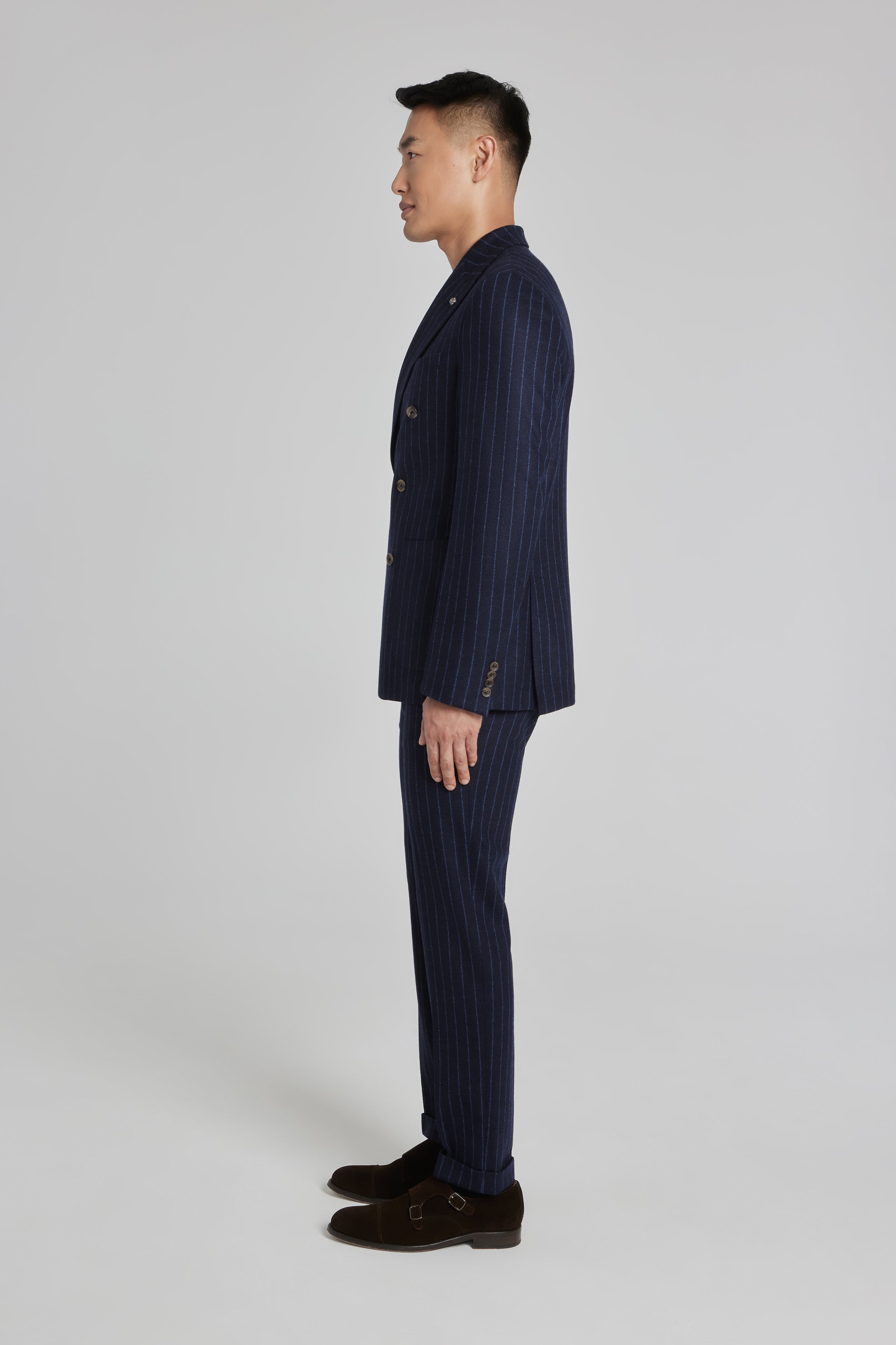 Alt view 5 Quinn Chalk Stripe Double Breasted Wool Suit in Navy