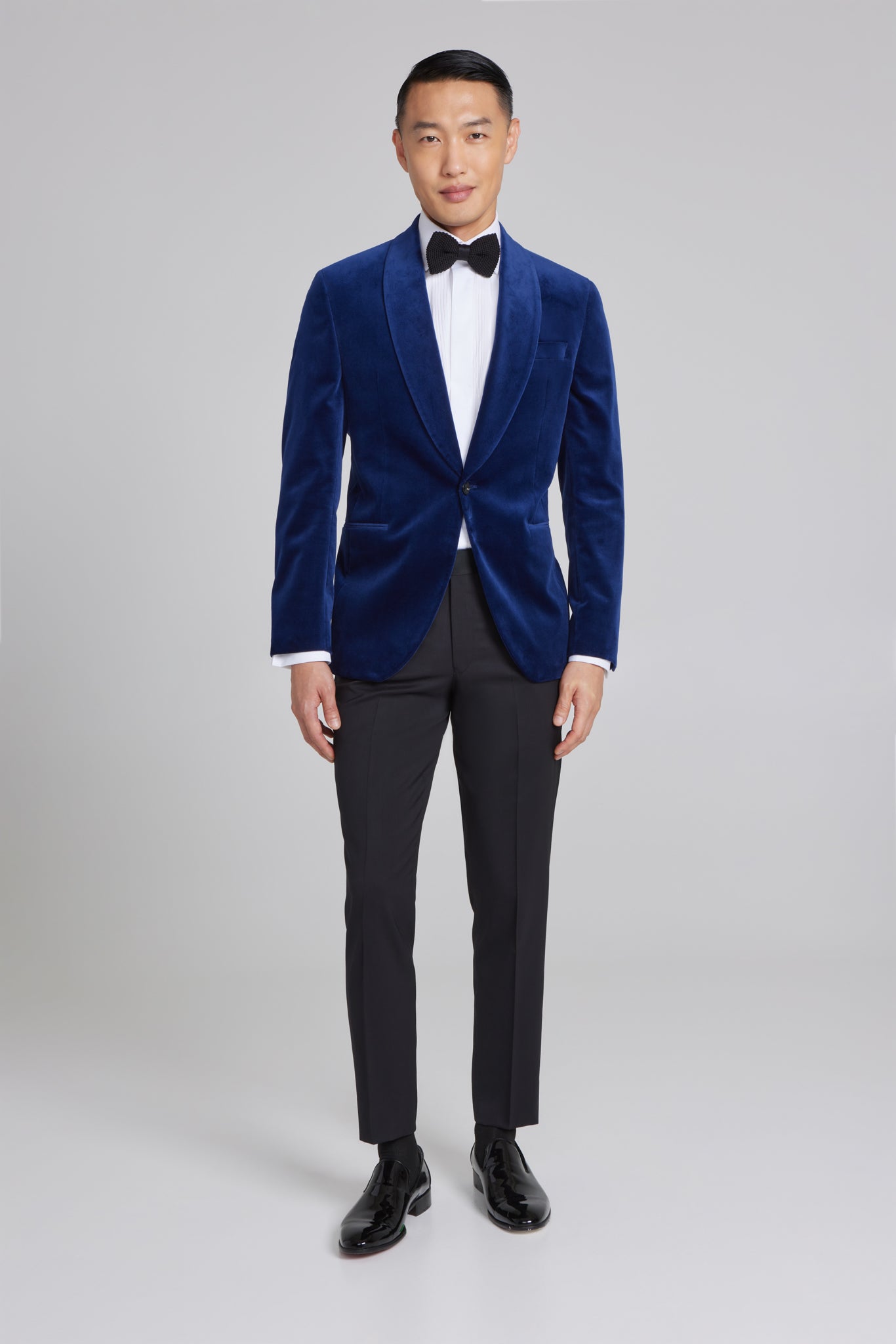 Alt view 1 Edison Velvet Shawl Collar Dinner Jacket in Blue