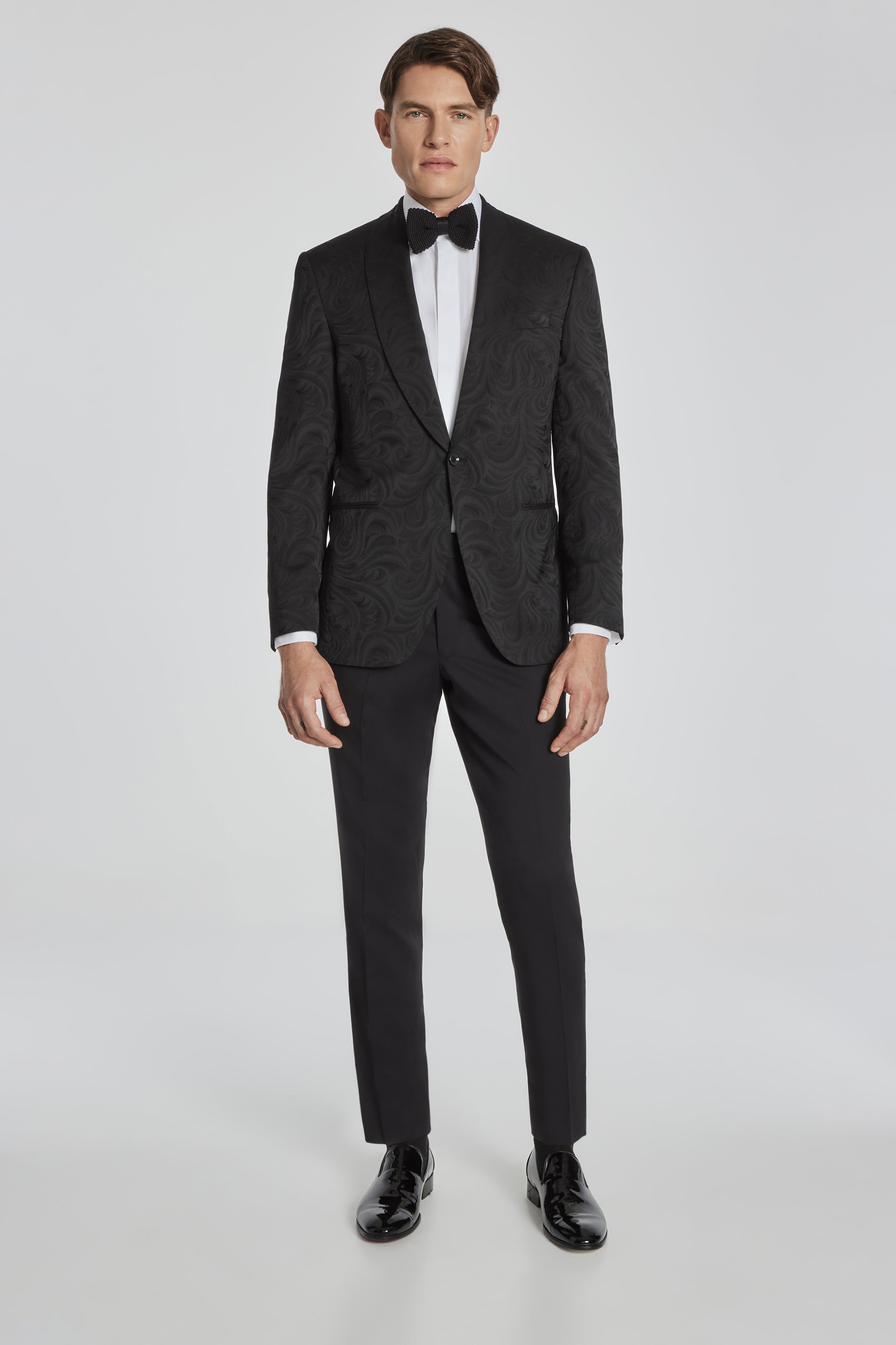 Alt view 3 Edison Paisley Shawl Collar Dinner Jacket in Black