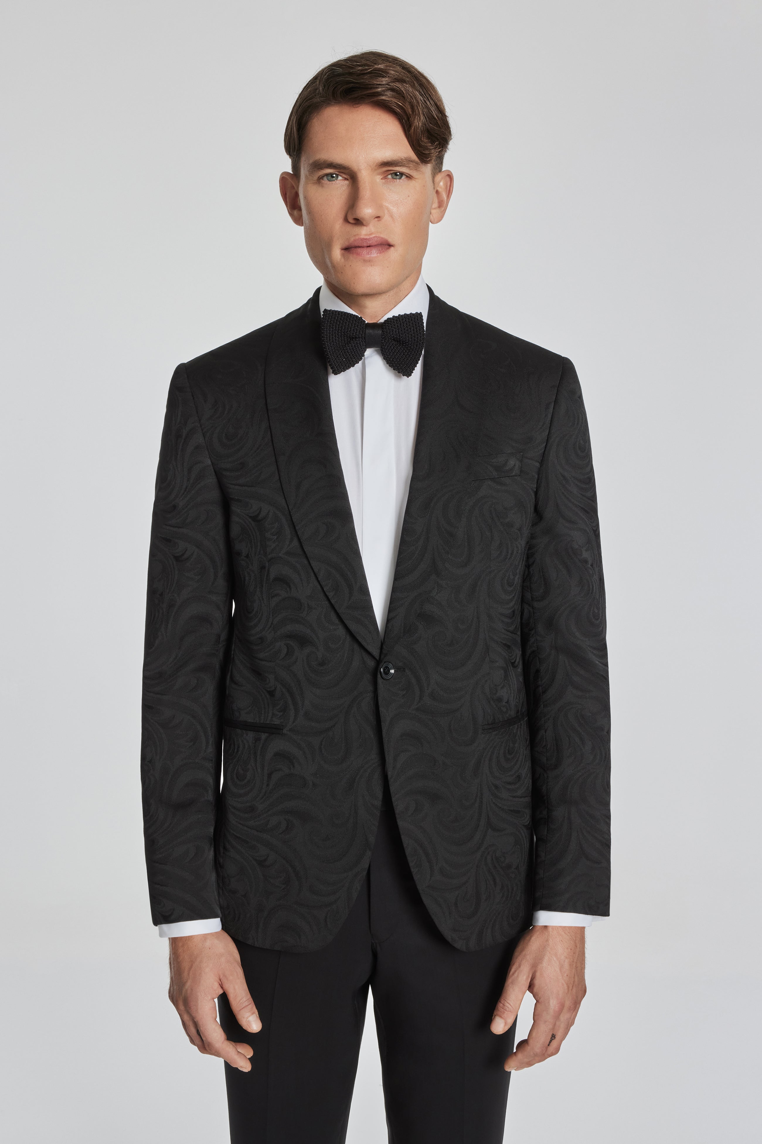 Alt view 1 Edison Paisley Shawl Collar Dinner Jacket in Black