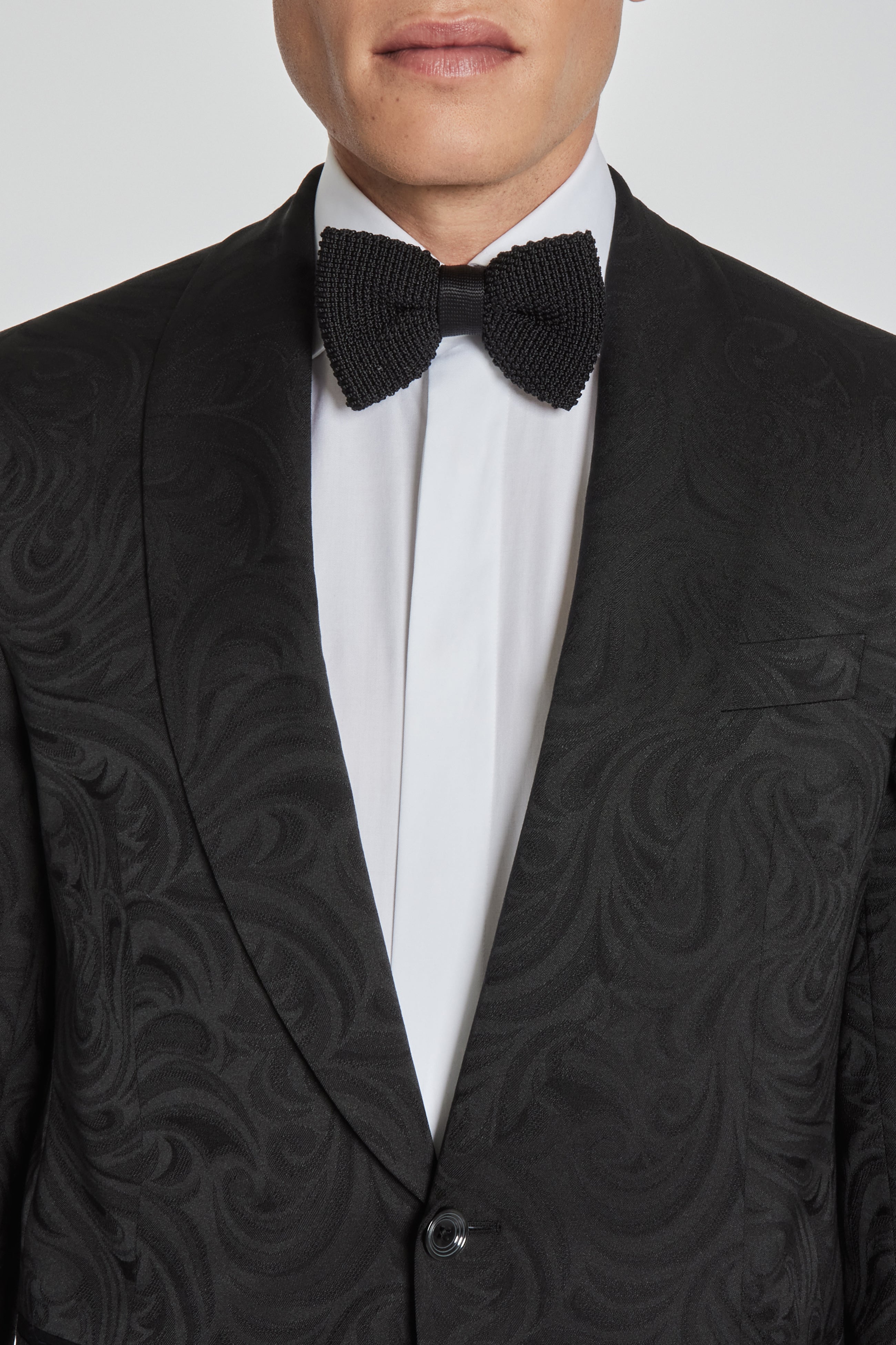 Alt view 2 Edison Paisley Shawl Collar Dinner Jacket in Black