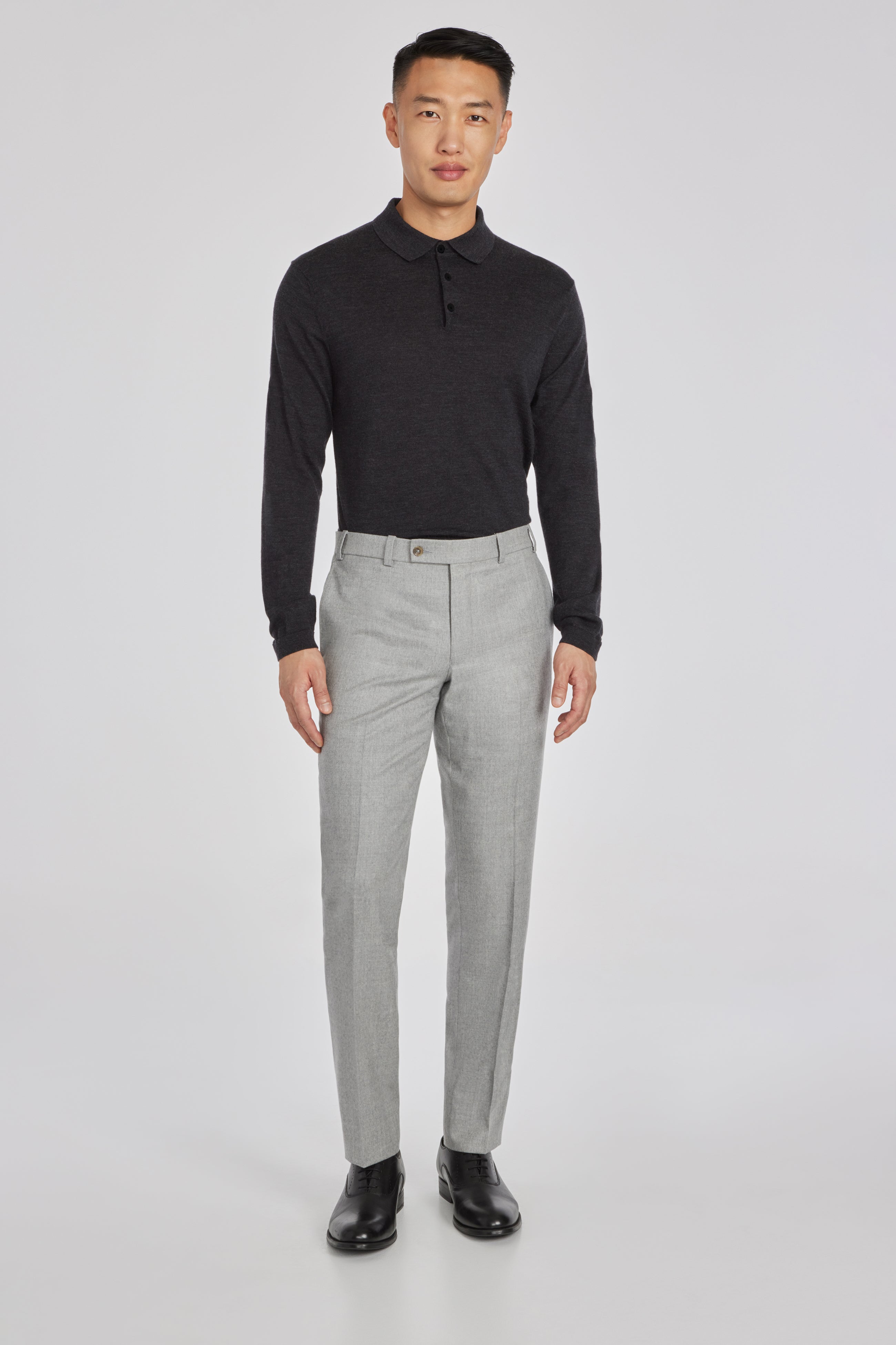 Alt view 1 Pablo Wool and Cashmere Flannel Trouser in Light Grey