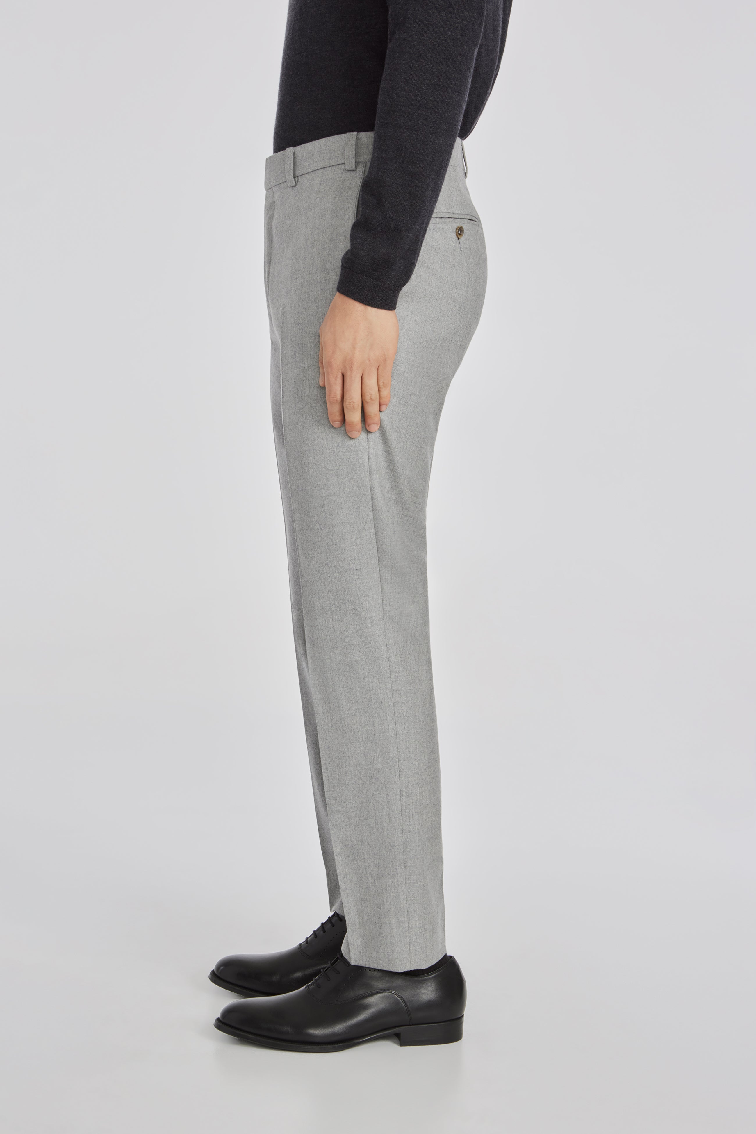 Alt view 2 Pablo Wool and Cashmere Flannel Trouser in Light Grey