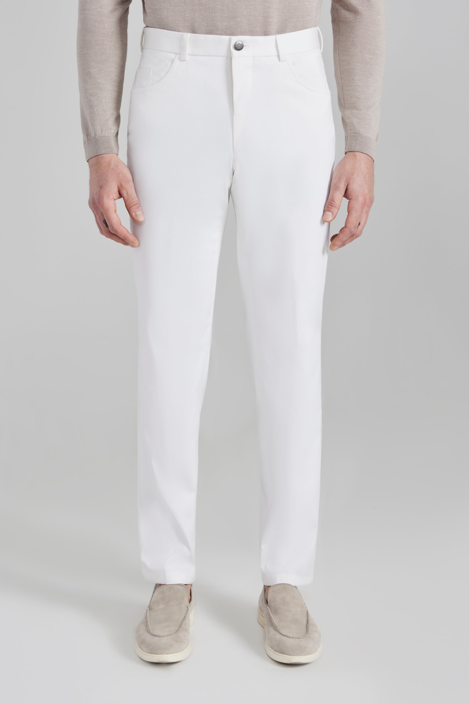 Alt view Pinfeather Sage 5-Pocket Stretch Cotton Pant in White