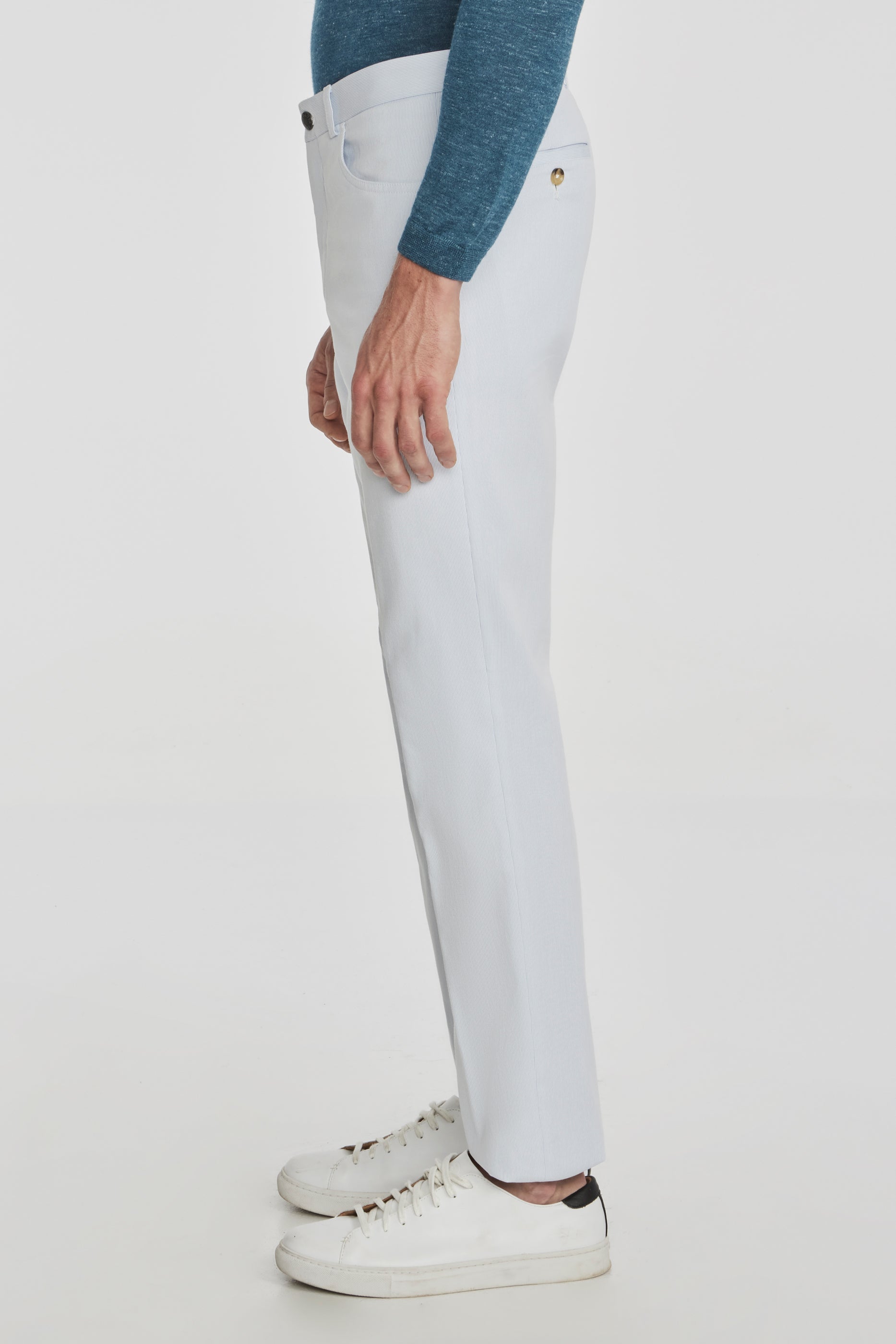 Alt view 3 Pinfeather Sage 5-Pocket Stretch Cotton Pant in Light Blue