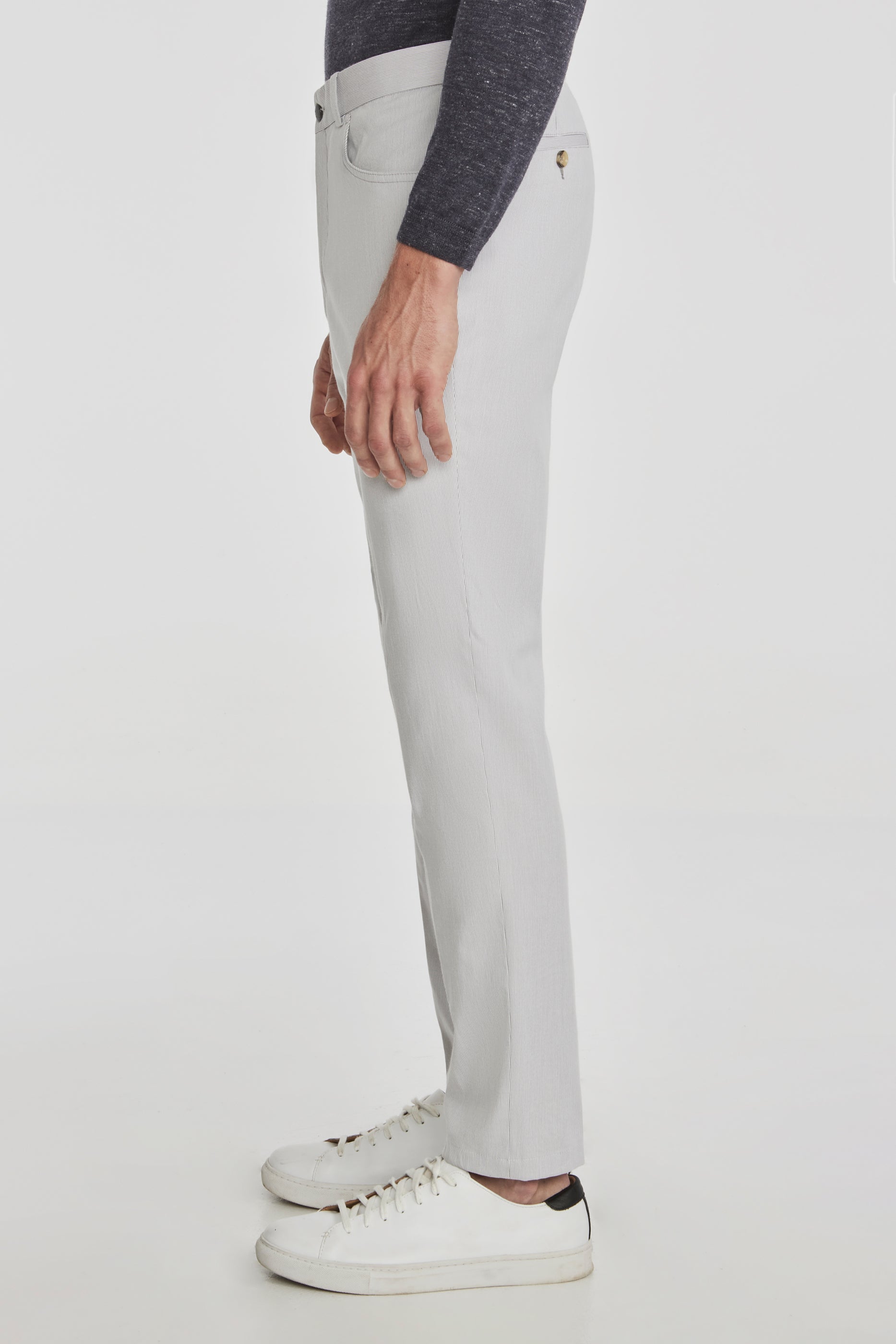 Alt view 3 Pinfeather Sage 5-Pocket Stretch Cotton Pant in Light Grey