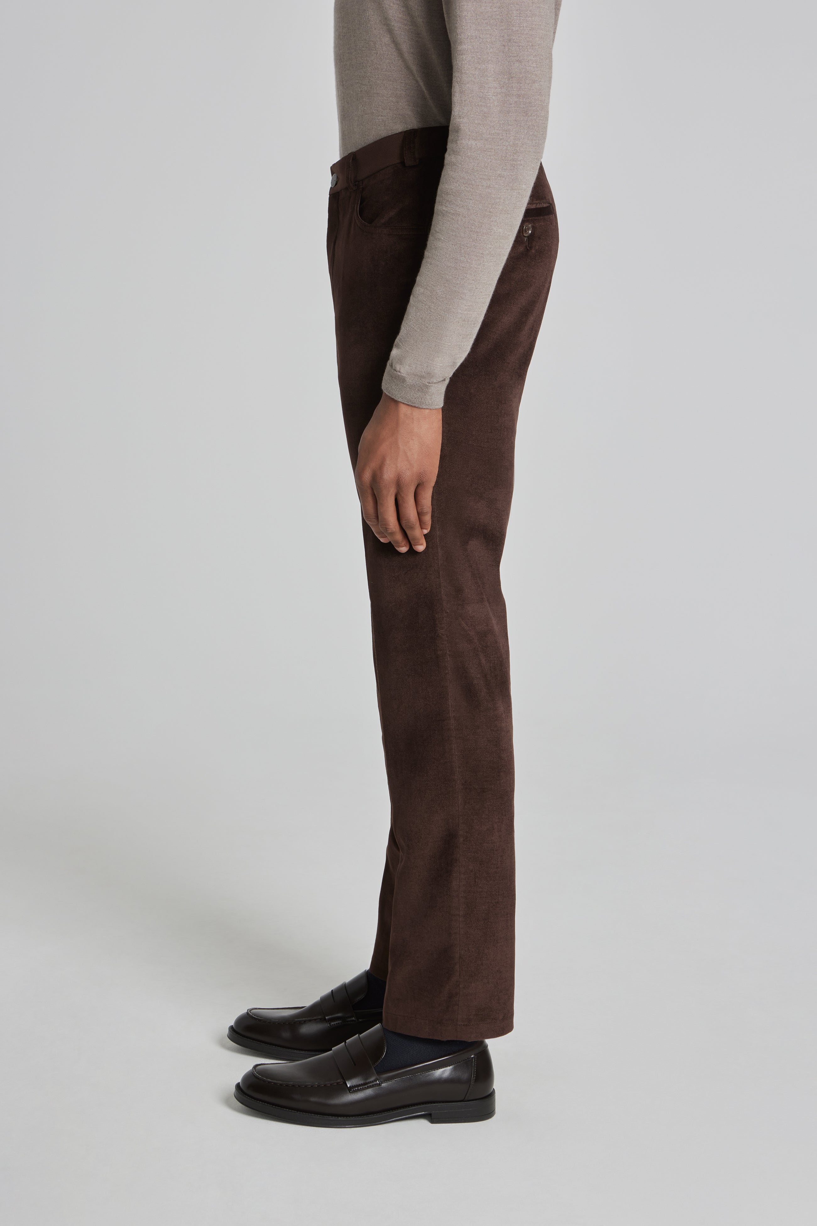 Alt view 3 Sage Solid Moleskin 5-Pocket Trouser in Brown