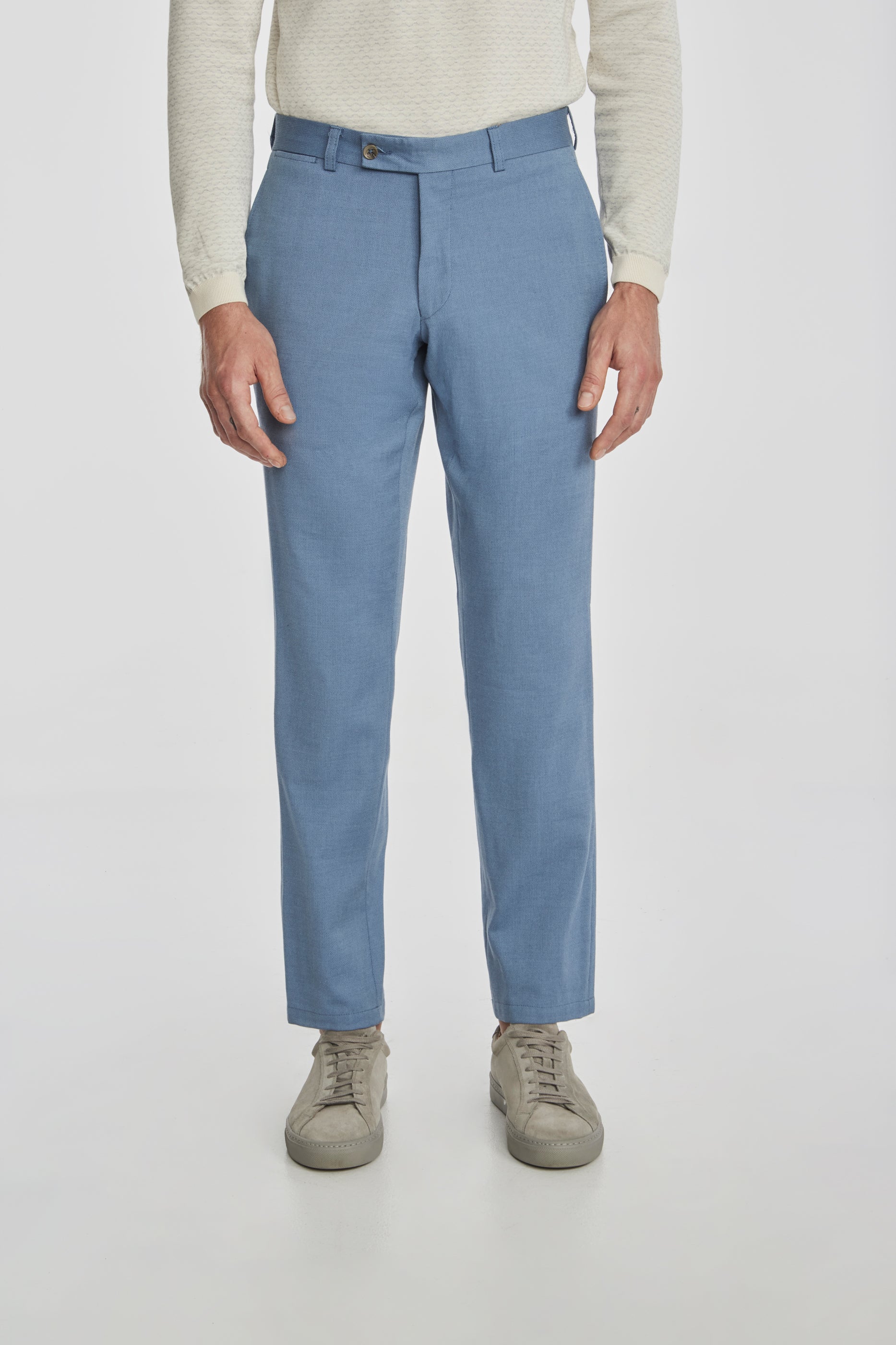 Alt view Palmer Textured Cotton, Wool Stretch Trouser in Light Blue