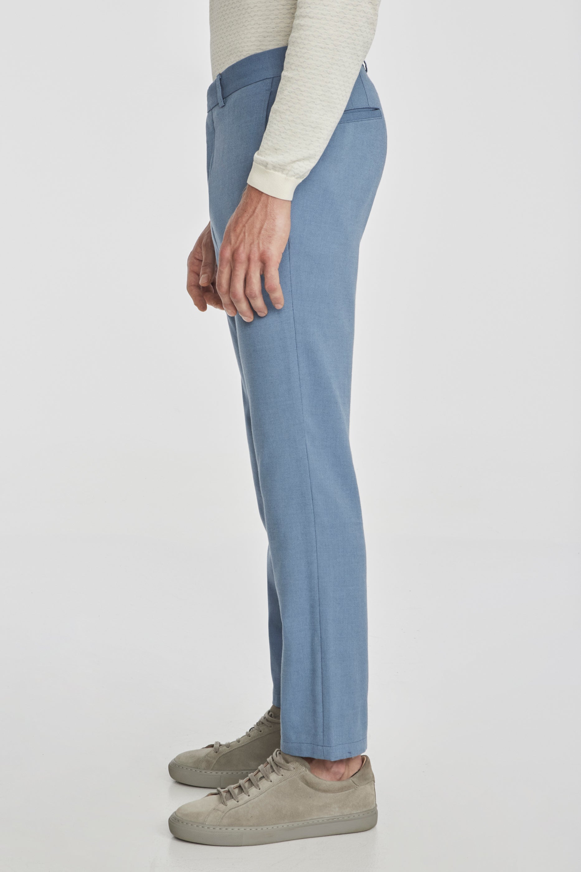 Alt view 3 Palmer Textured Cotton, Wool Stretch Trouser in Light Blue
