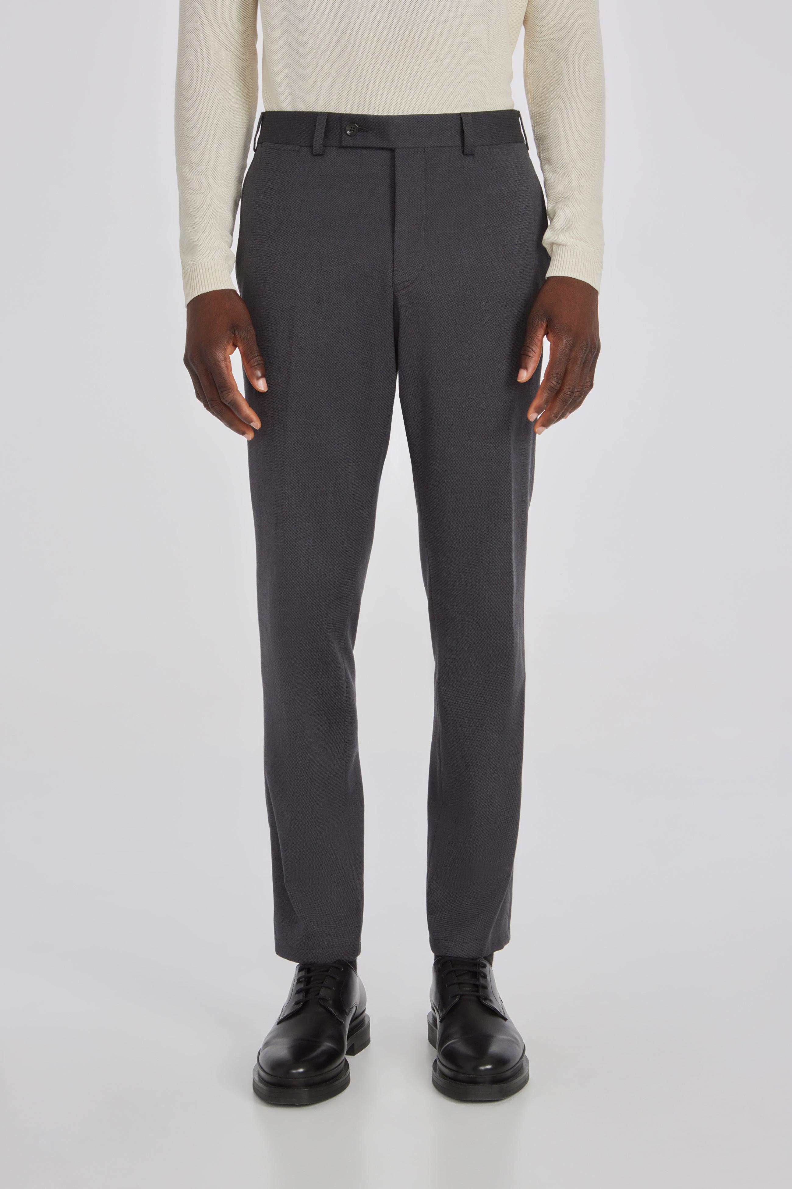 Alt view Palmer Textured Cotton, Wool Stretch Trouser in Grey