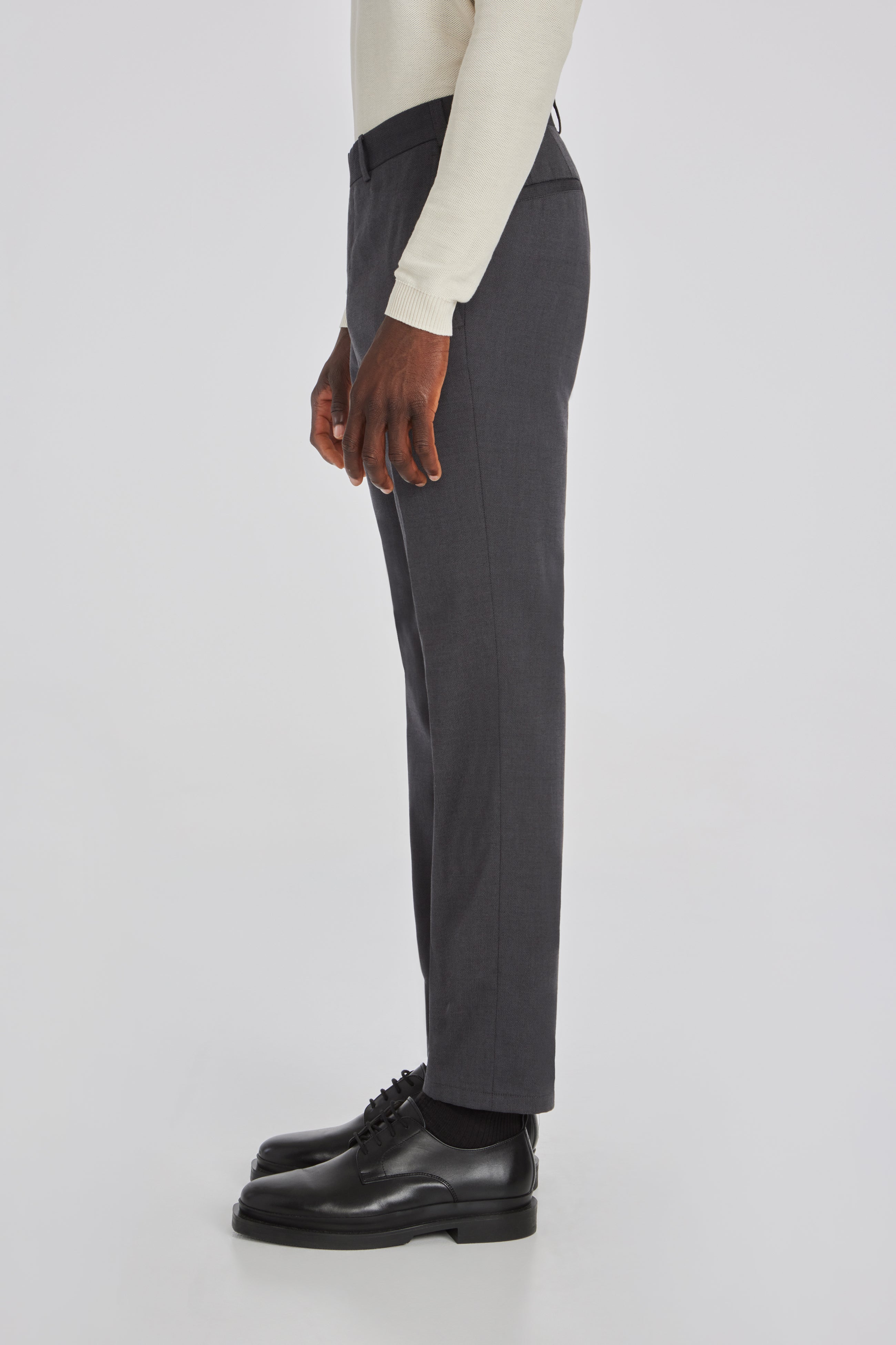 Alt view 3 Palmer Textured Cotton, Wool Stretch Trouser in Grey