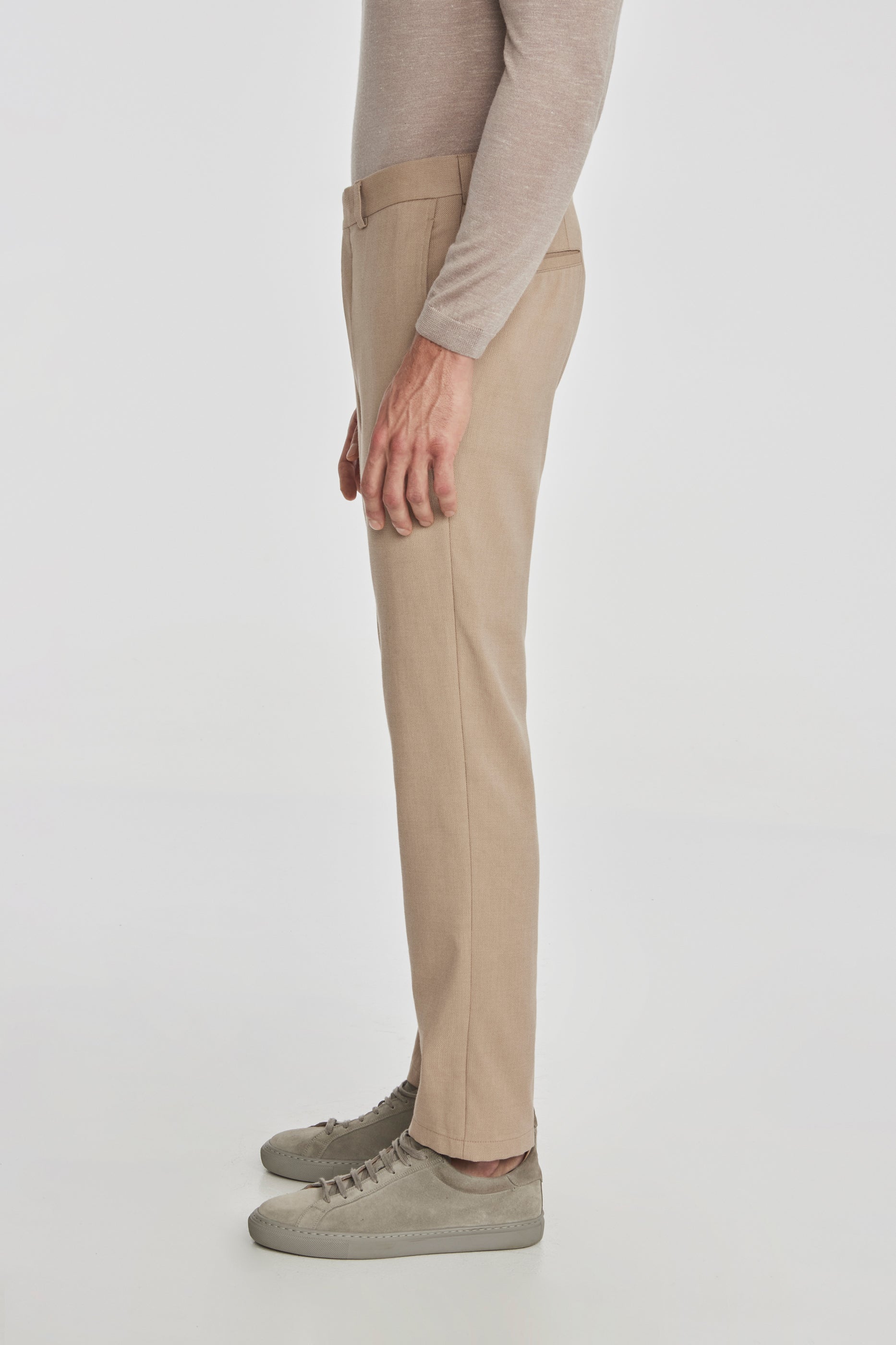 Alt view 2 Palmer Textured Cotton, Wool Stretch Trouser in Tan