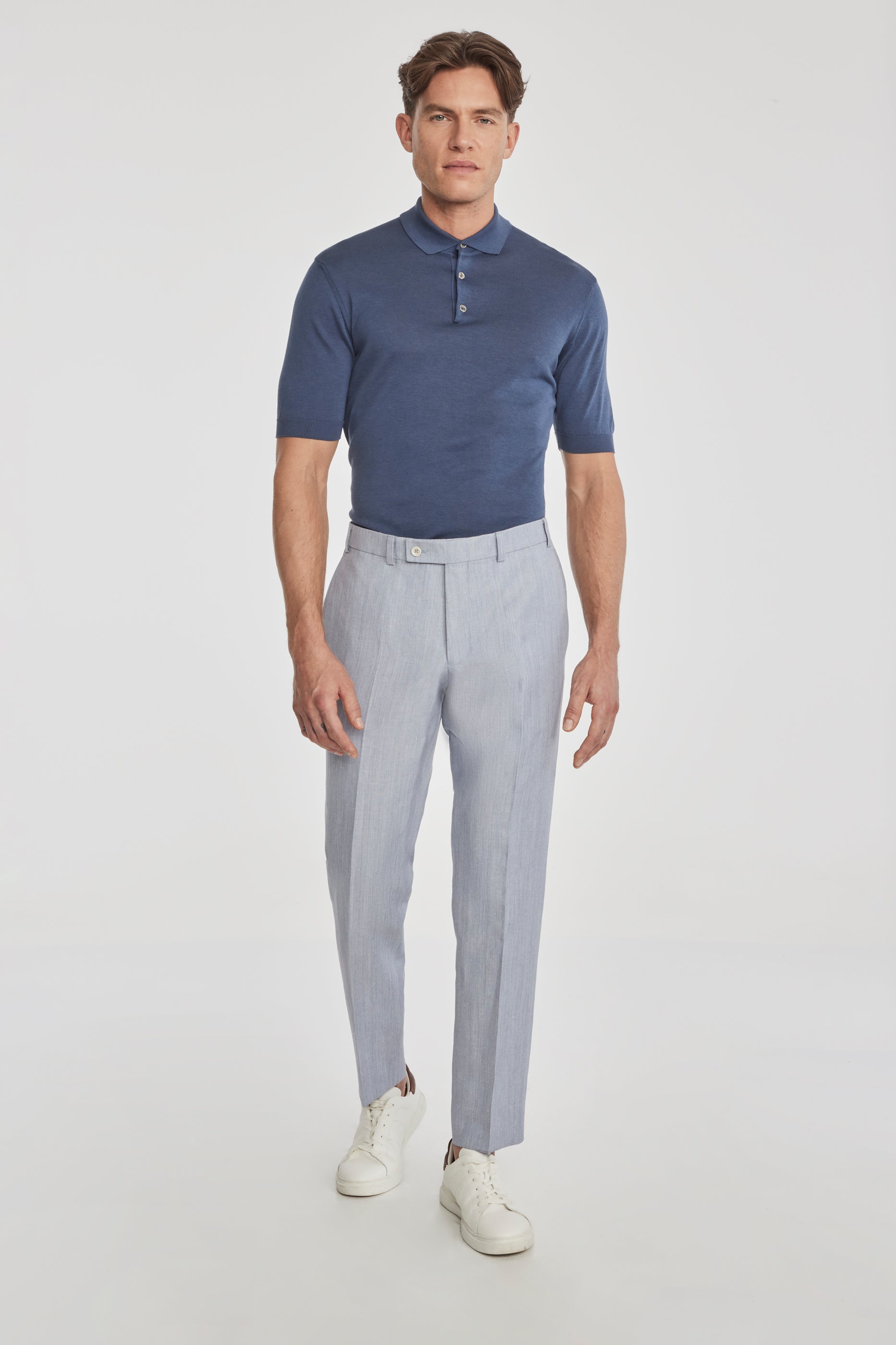 Alt view 2 Pablo Wool and Linen Tailored Trouser in Light Blue