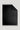 Black wool throw blanket with fringe trim on top and bottom edges, shown folded with corner detail.