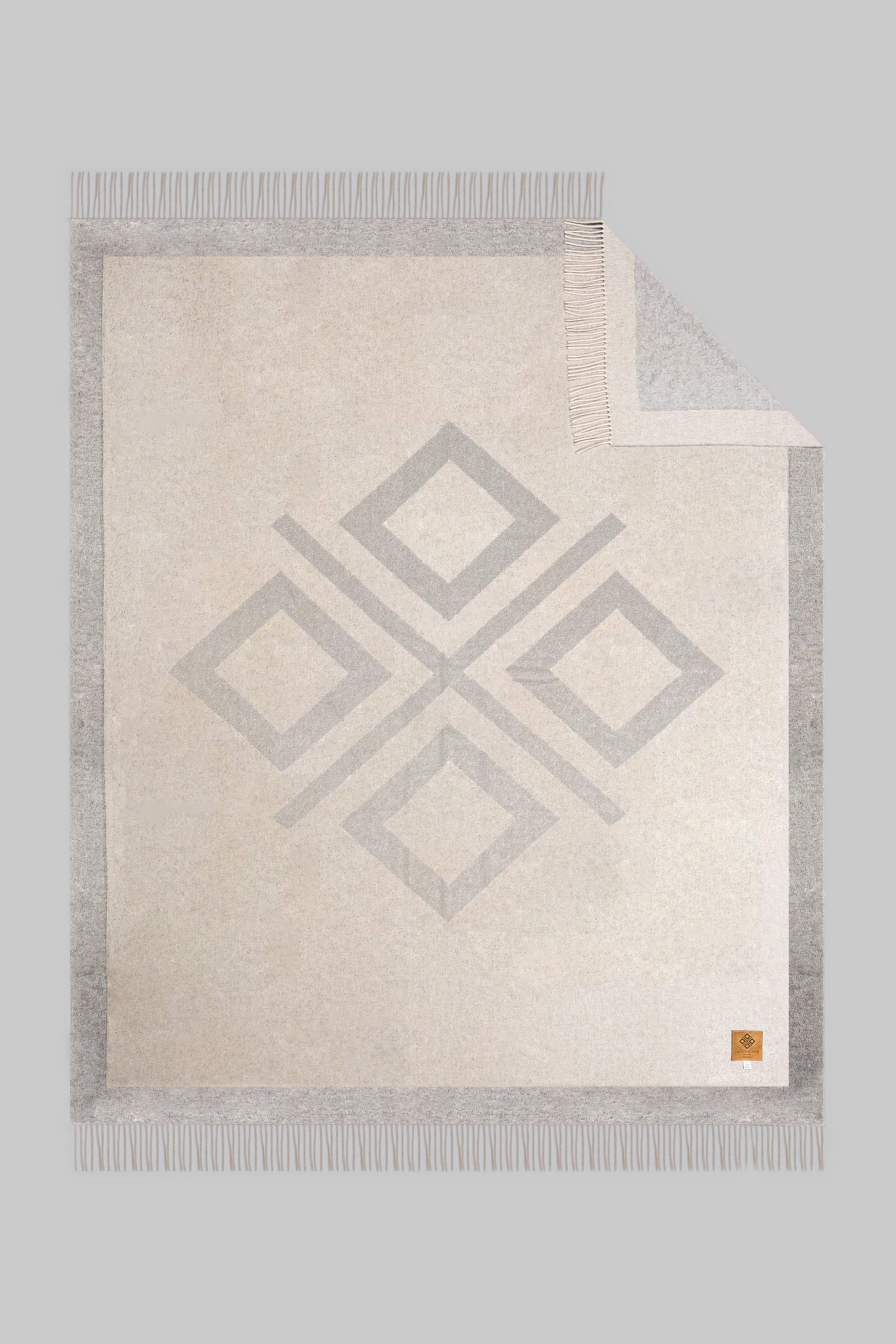 Image of Cashmere Monogram Throw in Sand-Jack Victor