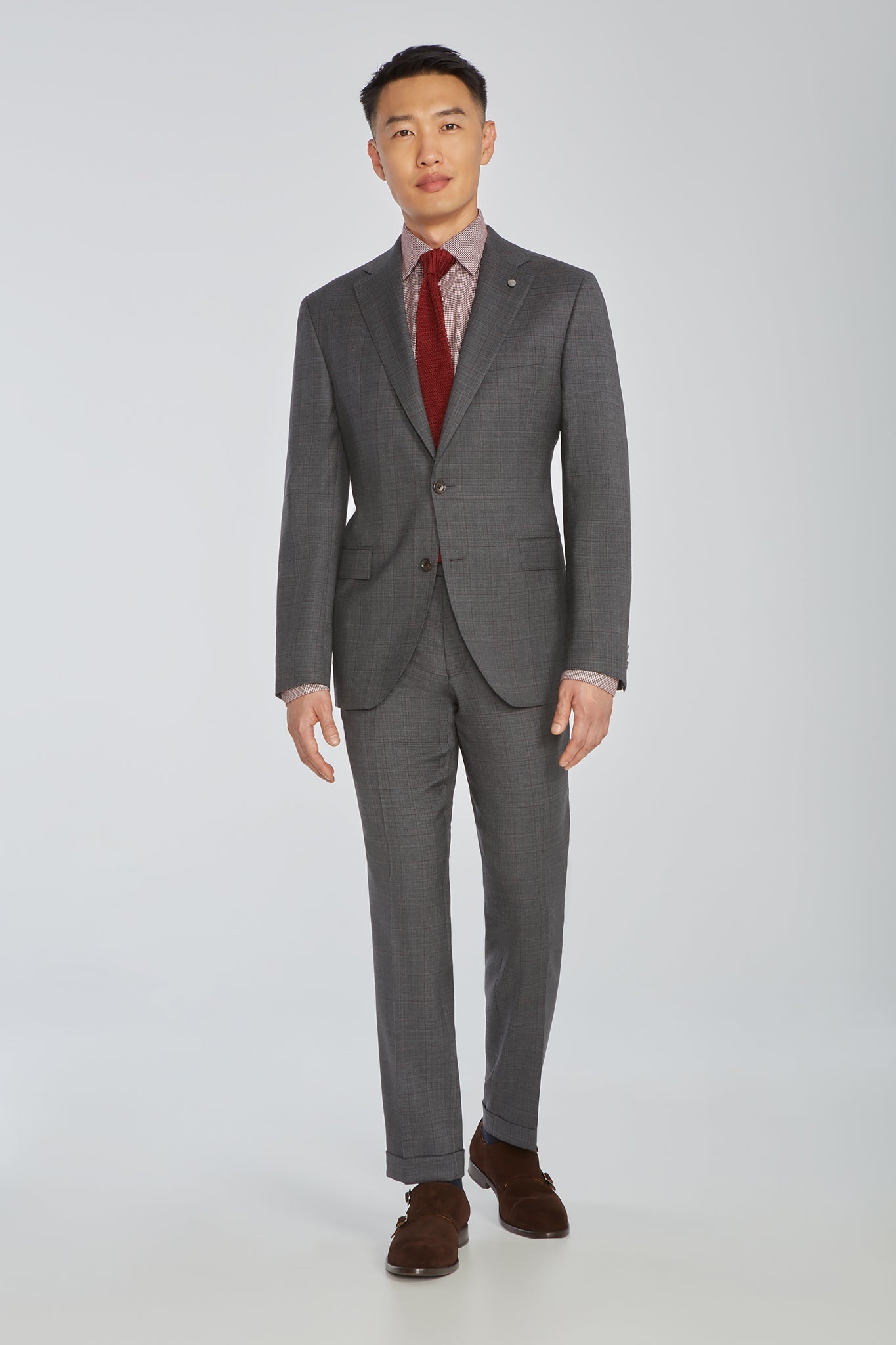 Alt view Esprit Plaid Wool Suit in Grey