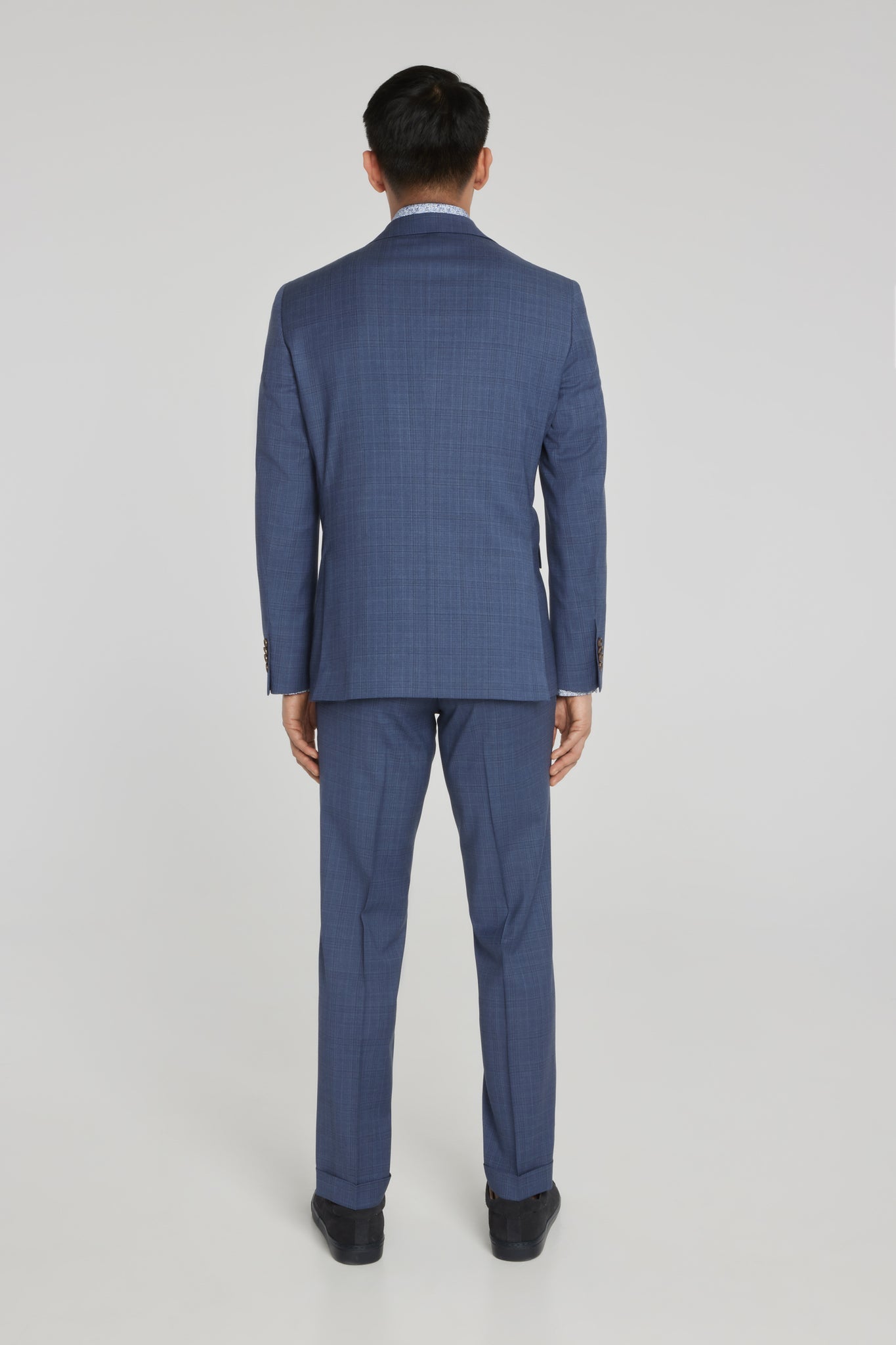 Light Blue Plaid Esprit Wool Stretch Suit