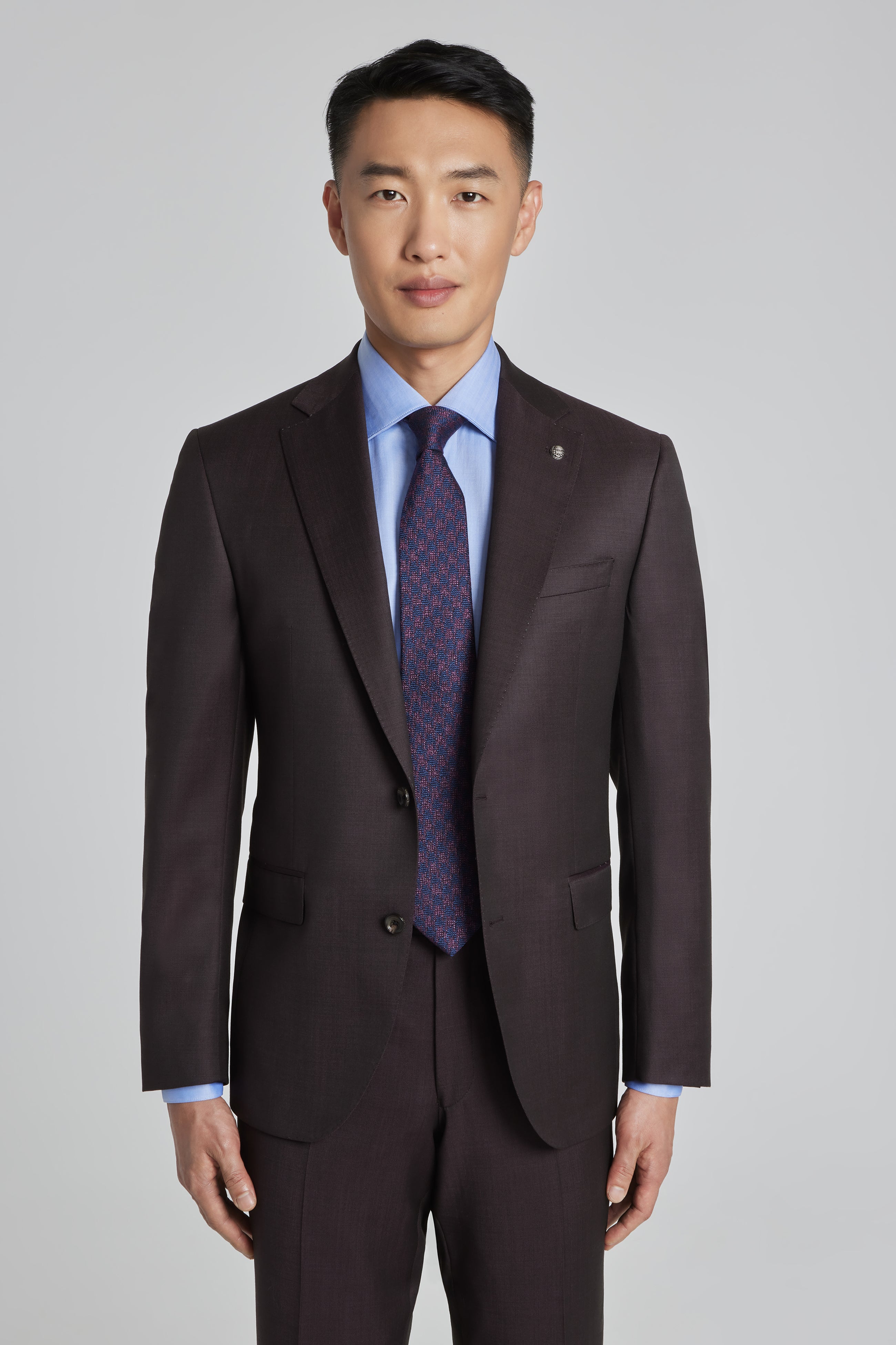 Esprit Burgundy Solid Super 120's Wool Suit