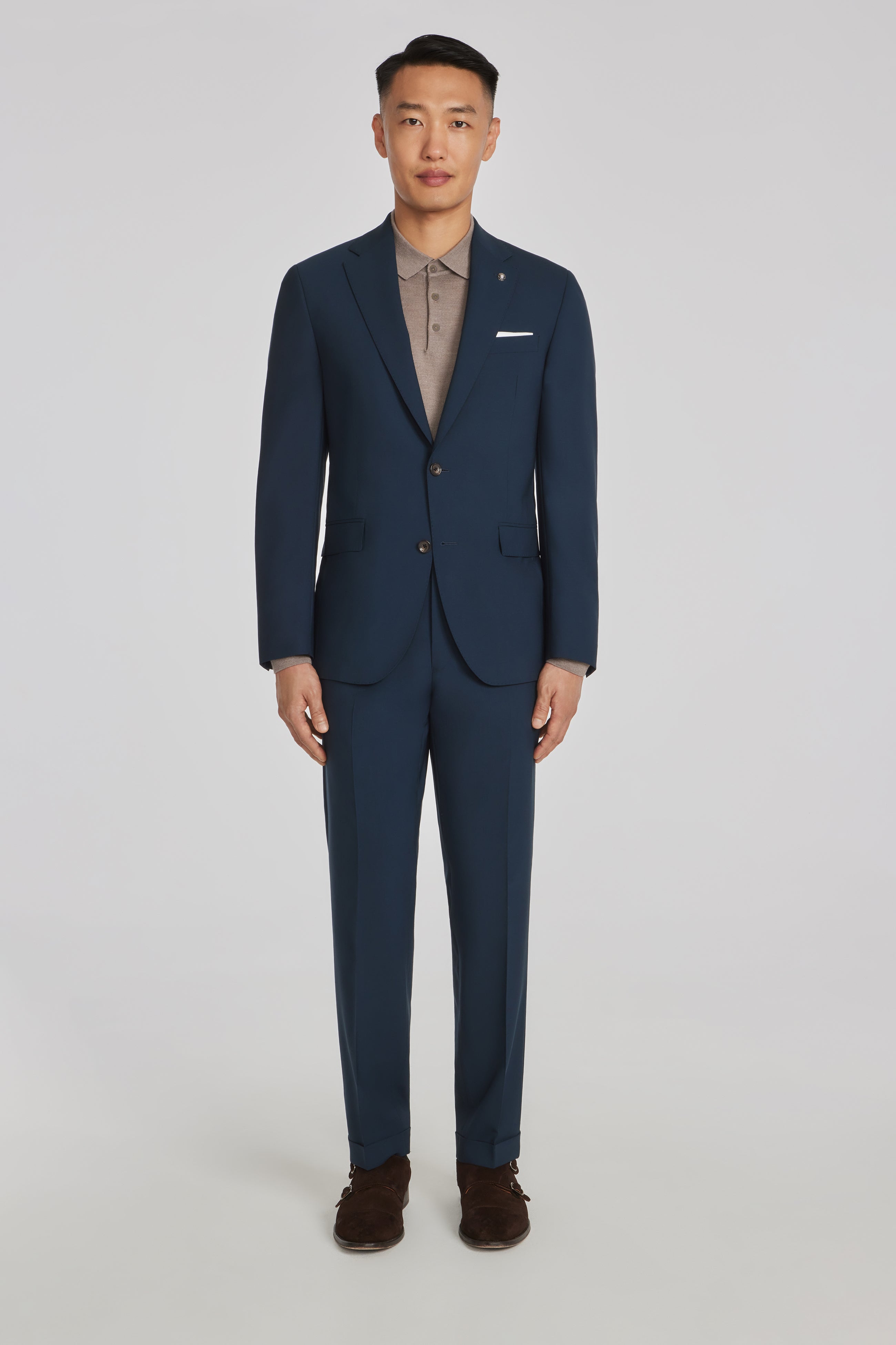 Esprit Blue Solid Super 110's Wool Stretch Suit