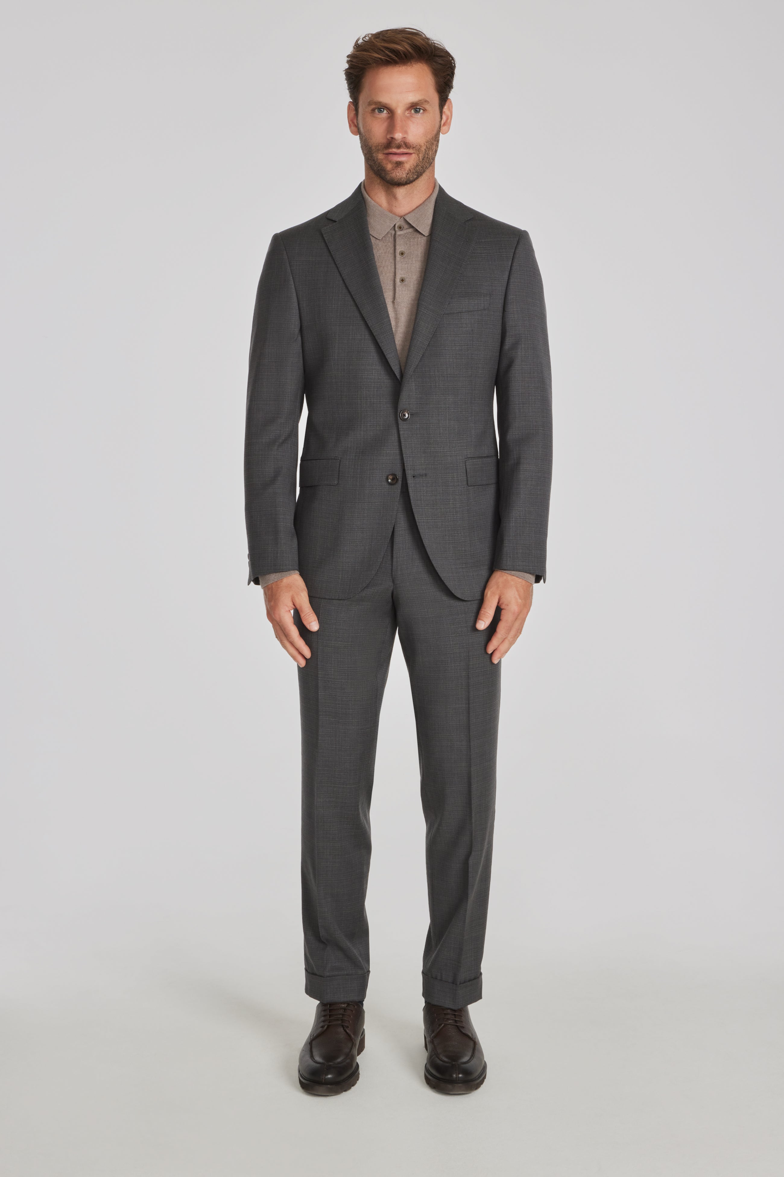 Image of Esprit Charcoal Micro Pattern Super 120's Wool Stretch Suit-Jack Victor