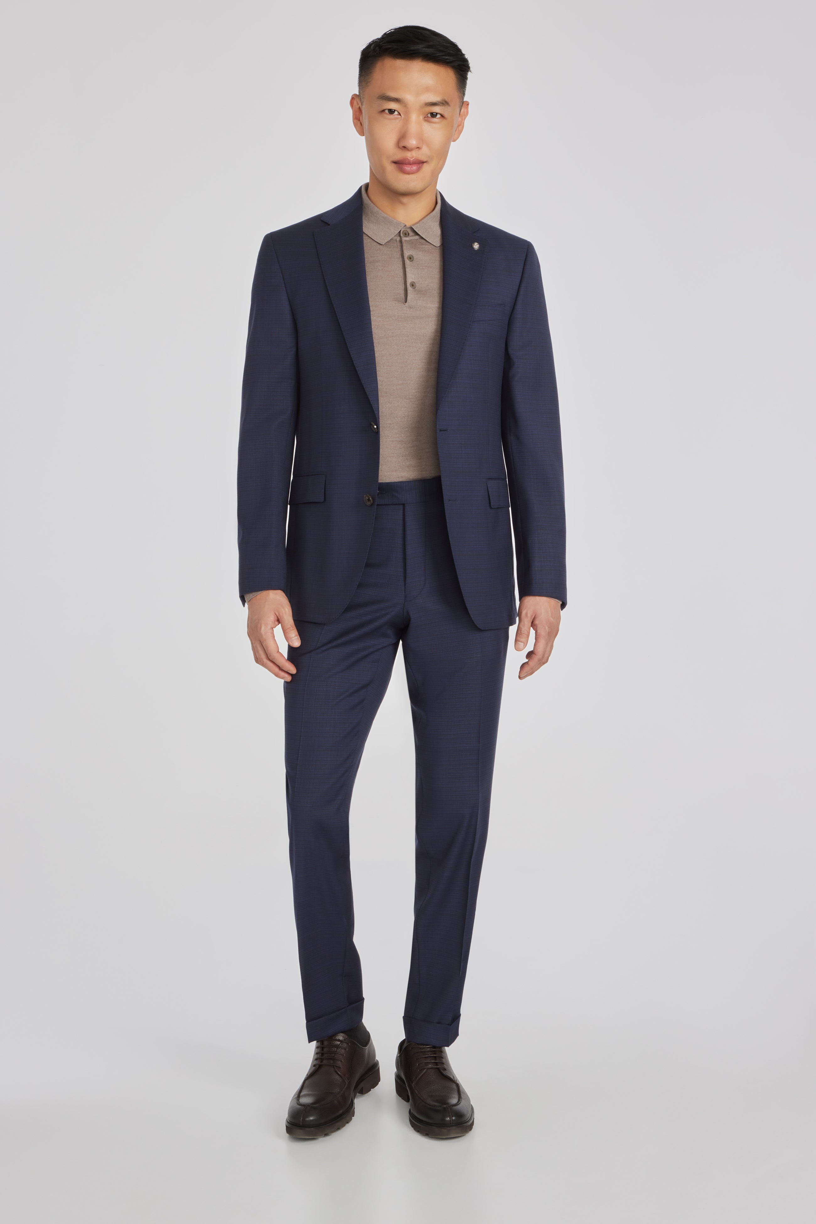 Image of Esprit Navy Micro Pattern Super 120's Wool Stretch Suit-Jack Victor
