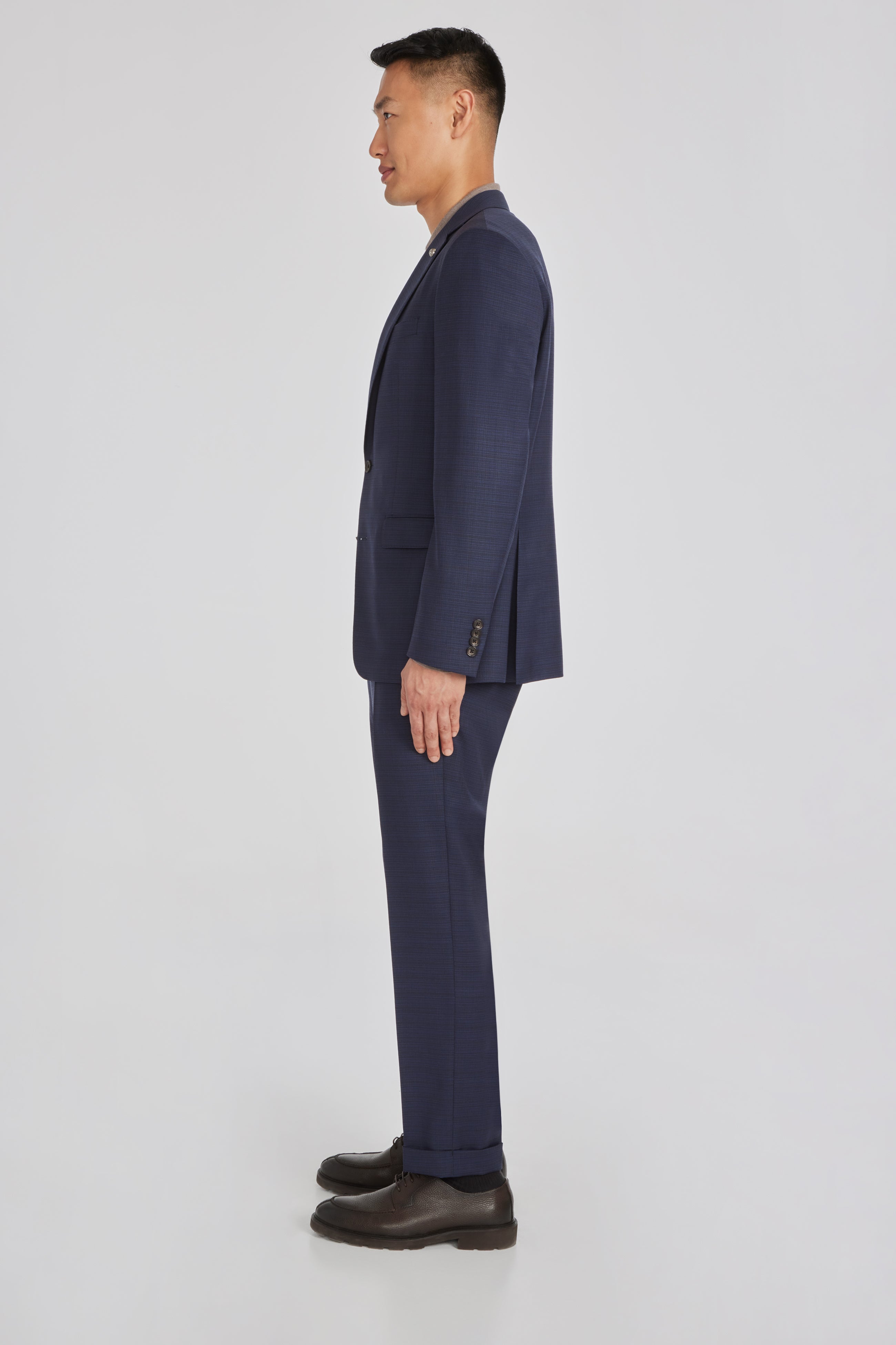 Image of Esprit Navy Micro Pattern Super 120's Wool Stretch Suit-Jack Victor
