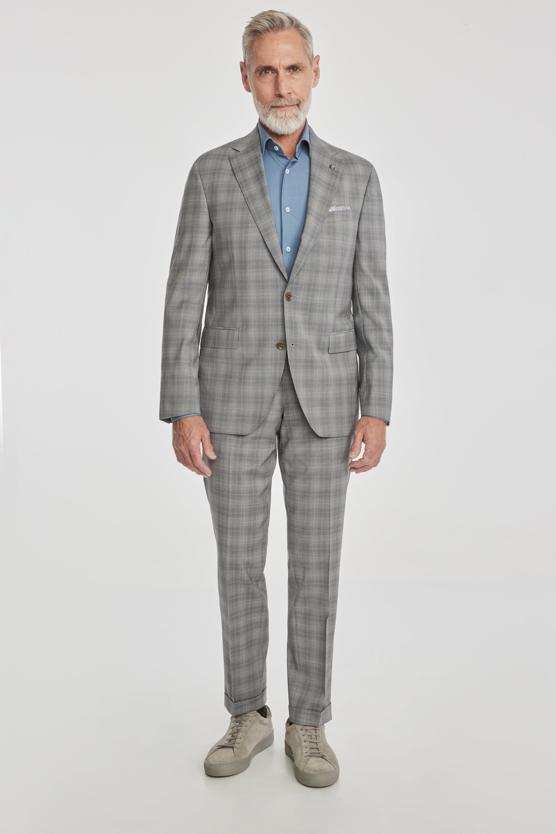 Alt view Esprit Plaid Wool Suit in Light Grey