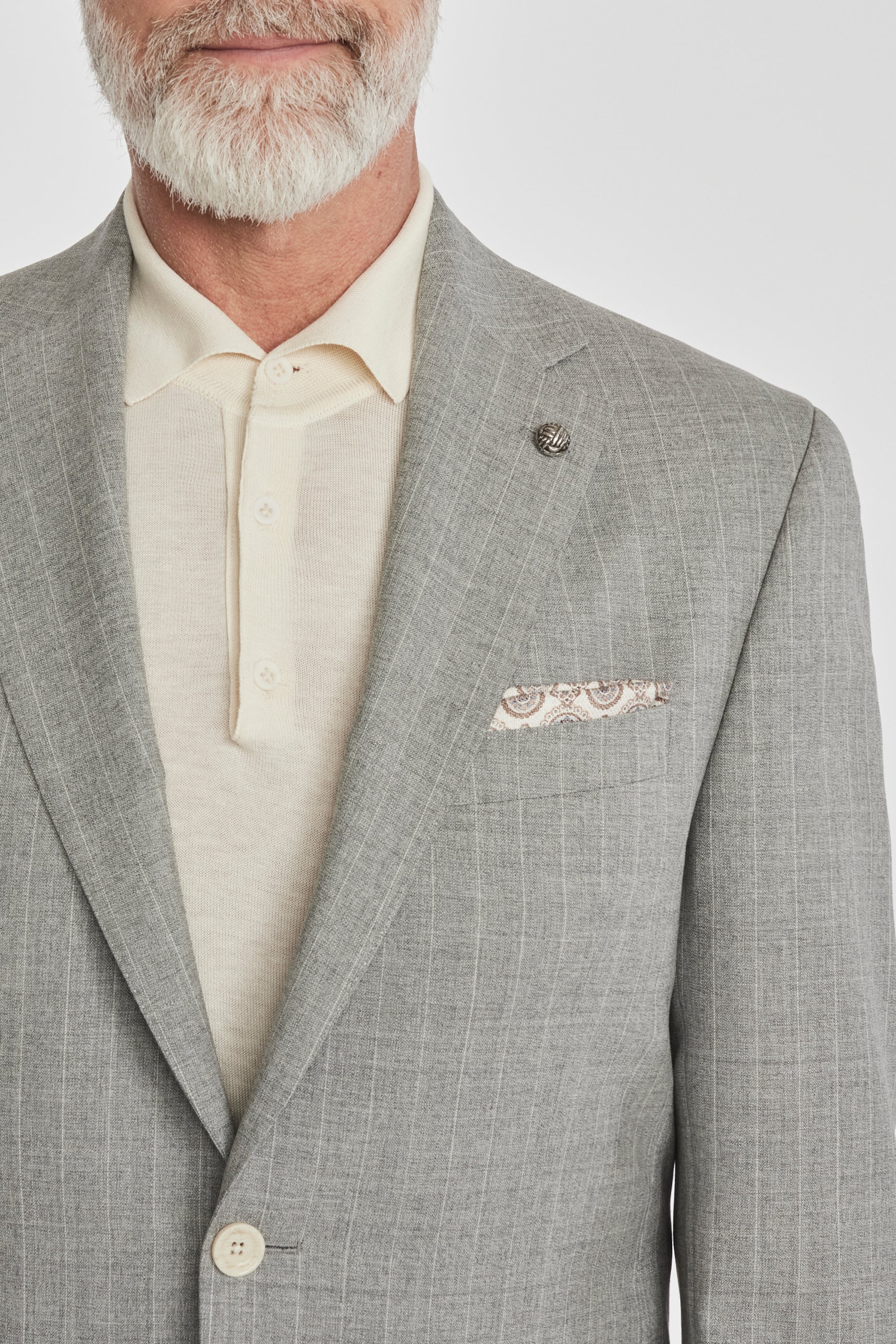 Alt view 2 Esprit Pinstripe Wool Suit in Light Grey and Ecru