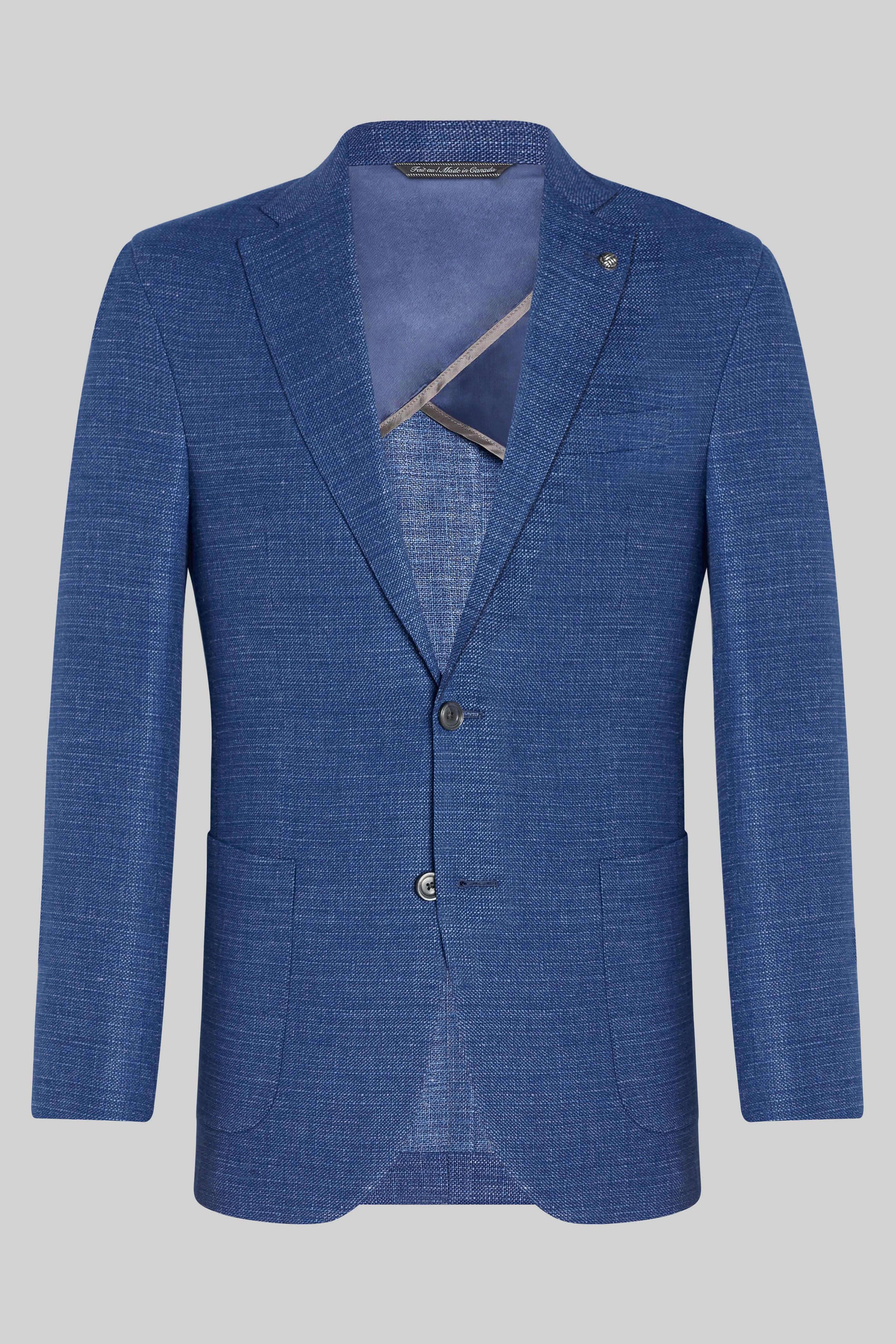 Alt view Hampton Solid Wool, Linen, Cotton and Silk Stretch Blazer in Medium Blue