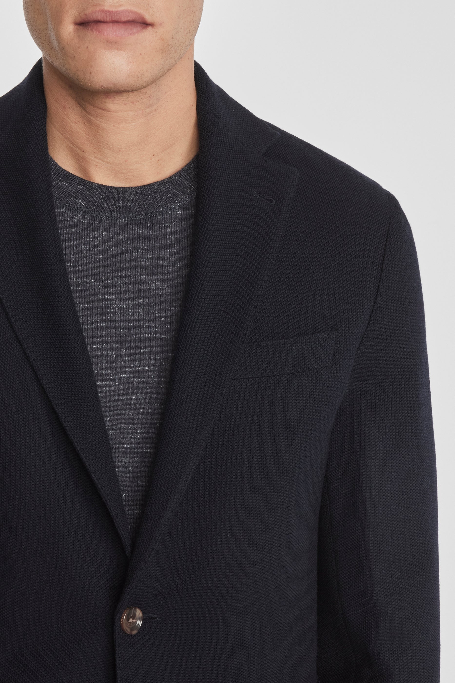 Alt view 1 Queens Solid Wool and Cotton Jersey Blazer in Navy