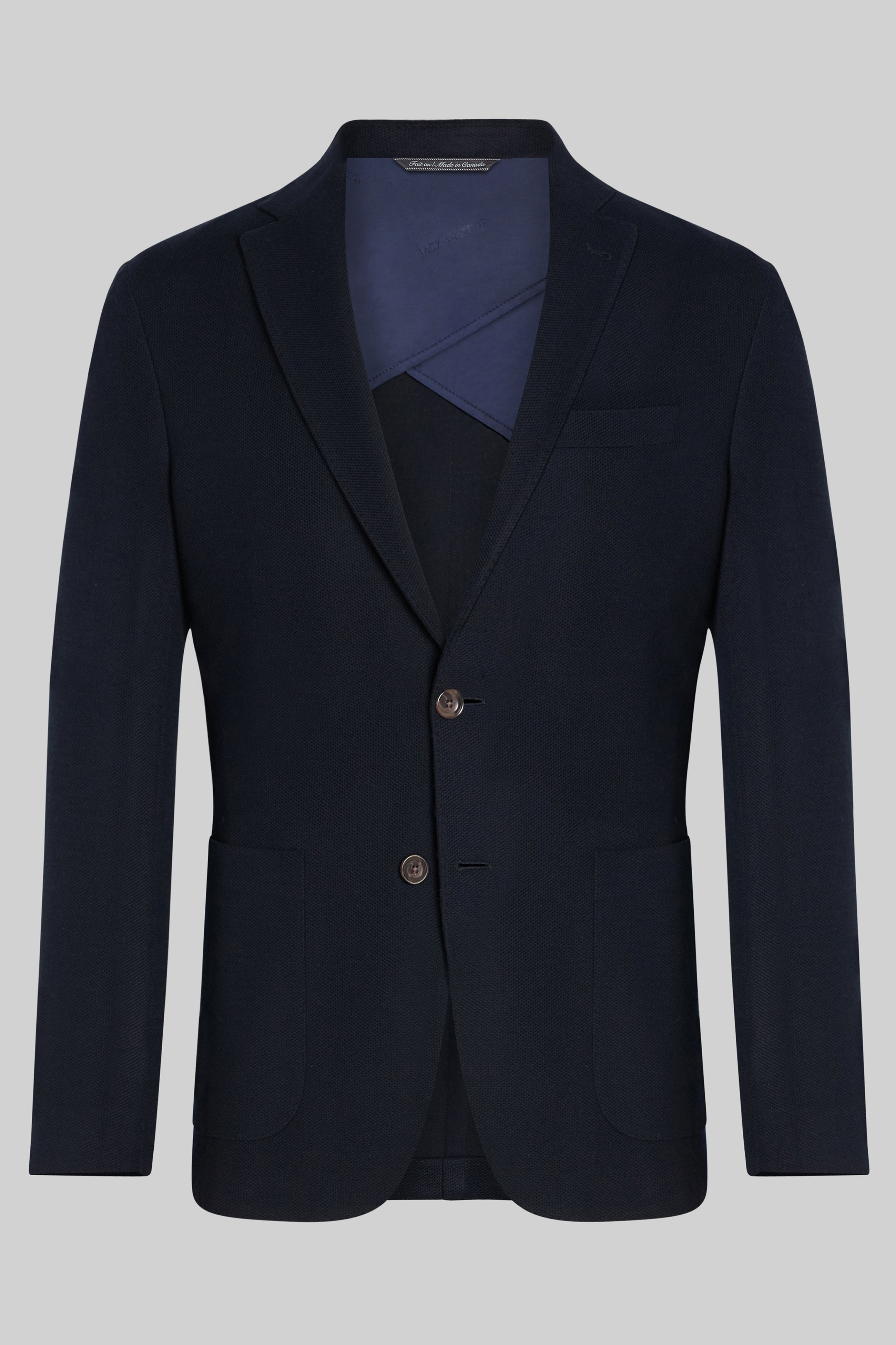 Alt view 6 Queens Solid Wool and Cotton Jersey Blazer in Navy