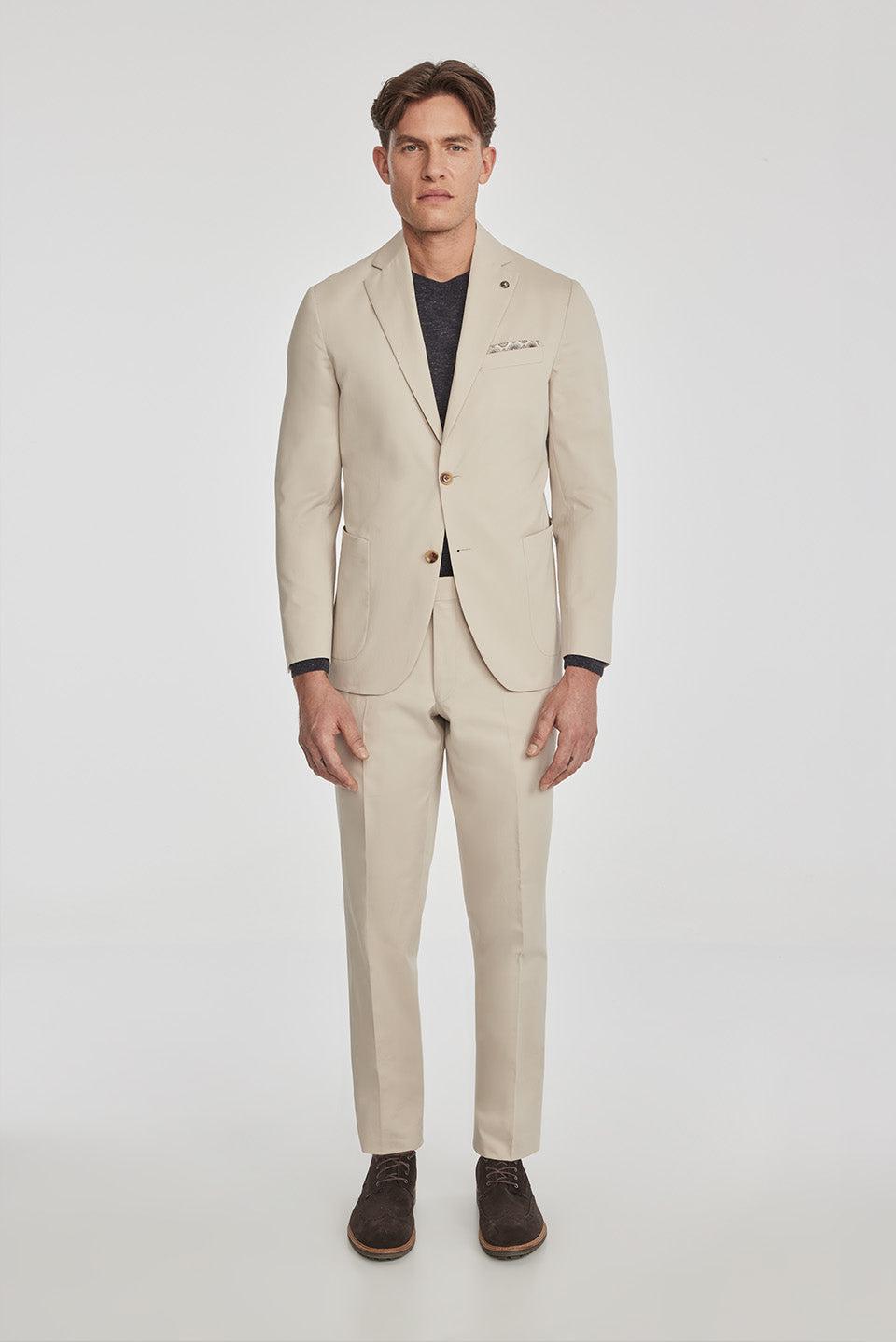 Alt view 2 Irving Solid Cotton and Cashmere Stretch Suit in Tan
