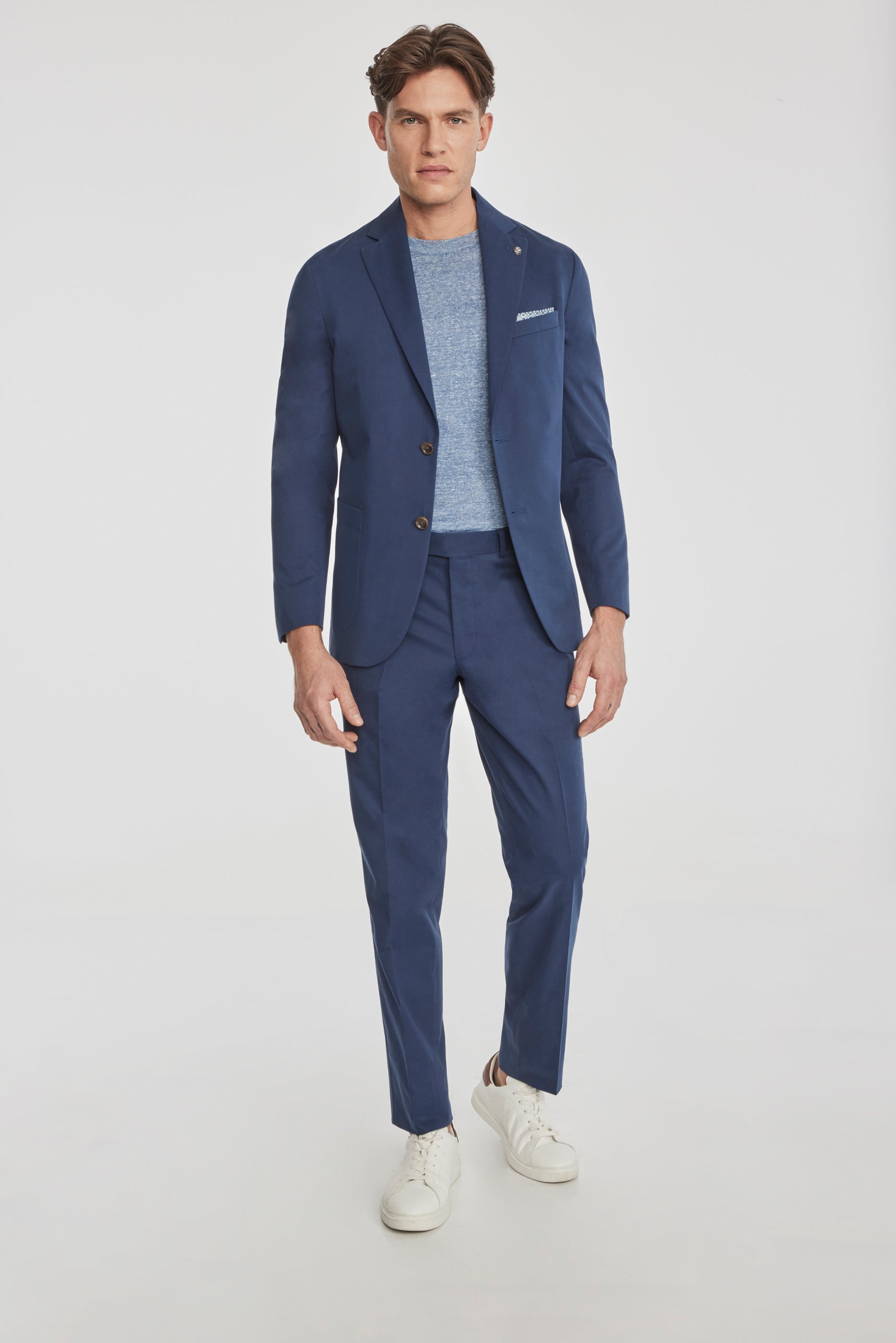 Alt view Irving Solid Cotton and Cashmere Stretch Suit in Navy