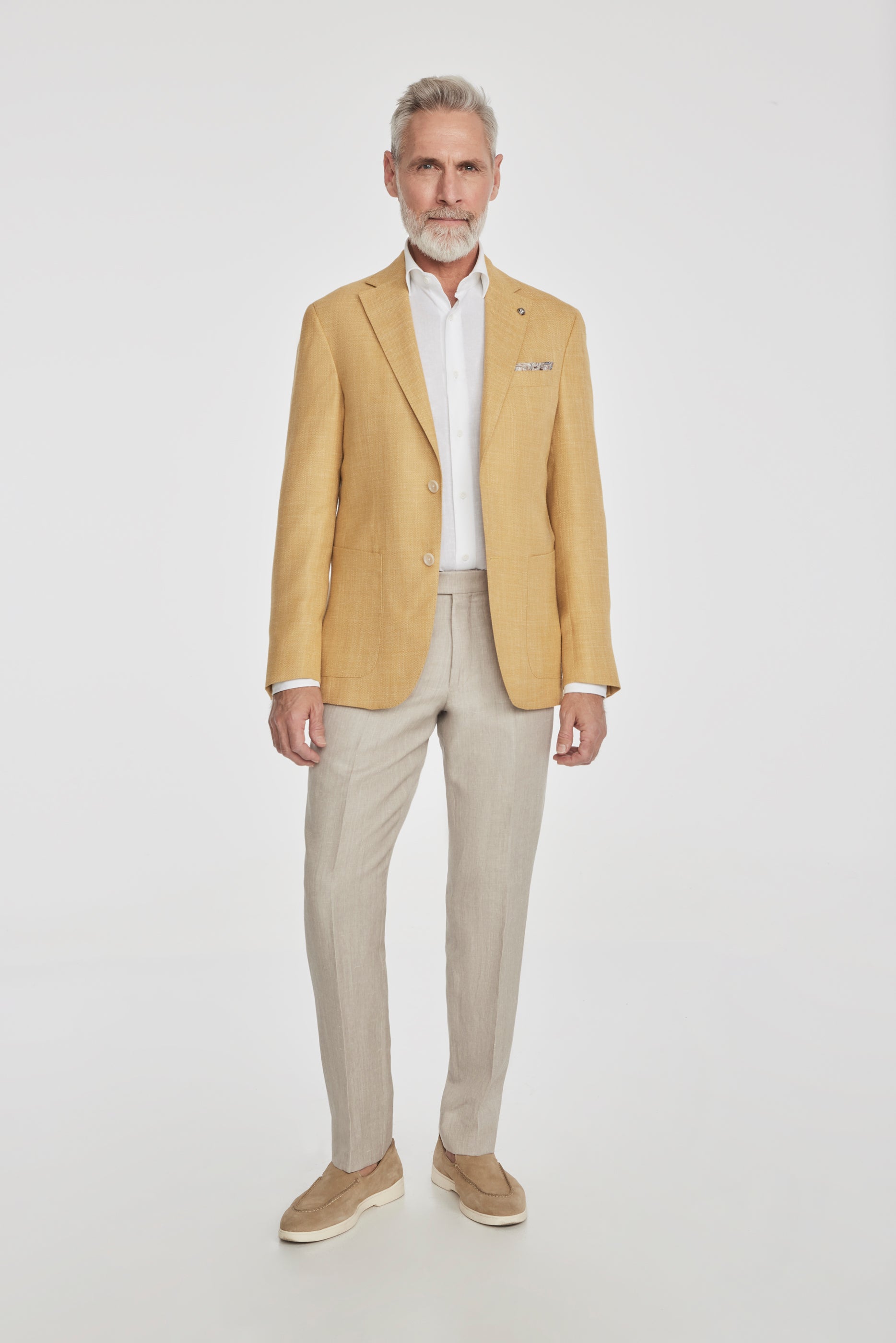 Alt view 2 Madison Solid Wool, Silk and Linen Blazer in Pale Yellow