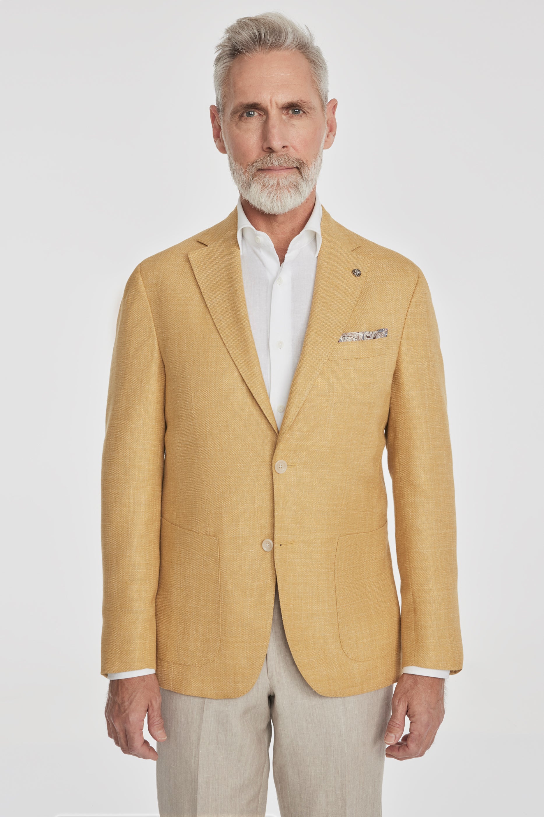 Alt view Madison Solid Wool, Silk and Linen Blazer in Pale Yellow