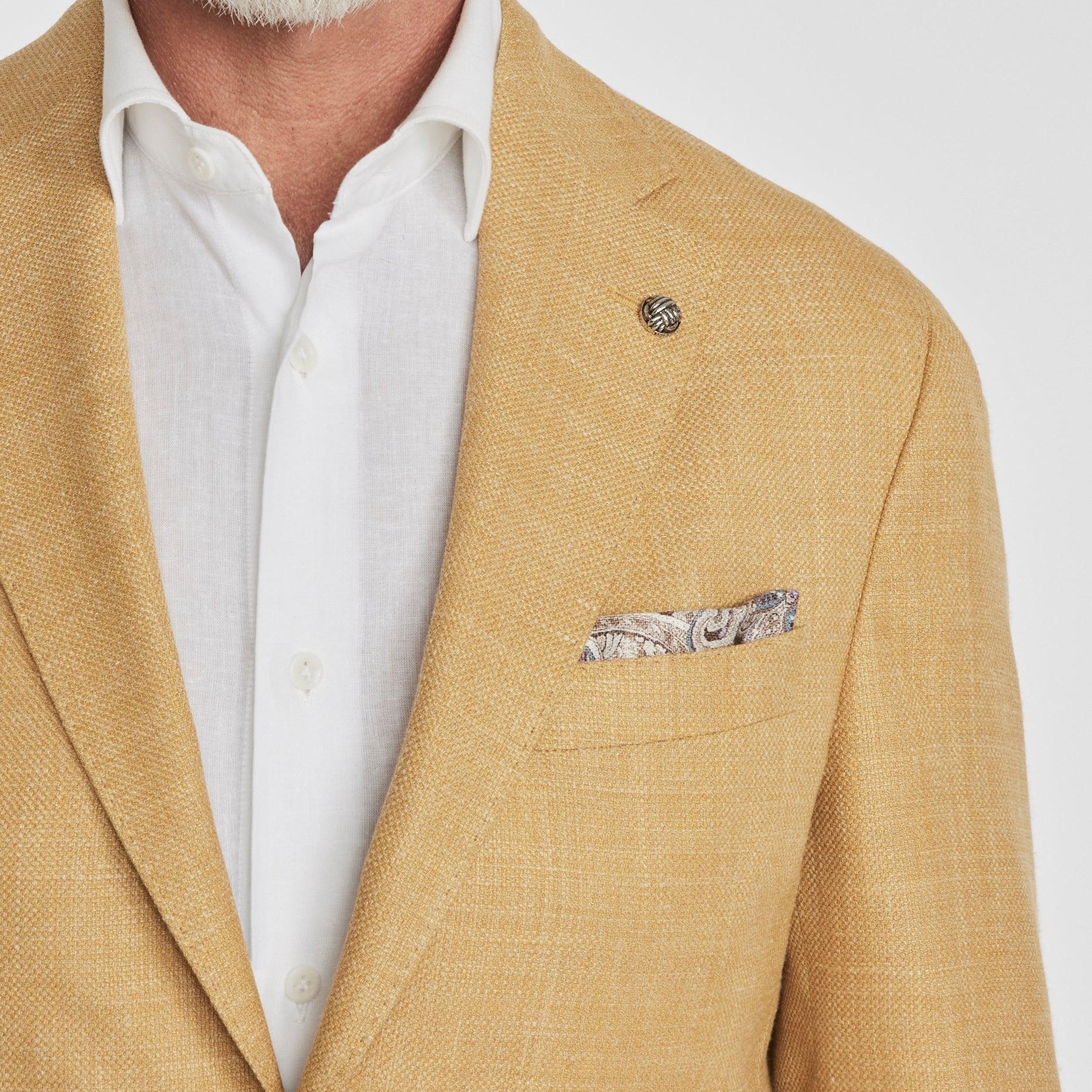 Madison Solid Wool, Silk and Linen Blazer in Pale Yellow-Jack Victor