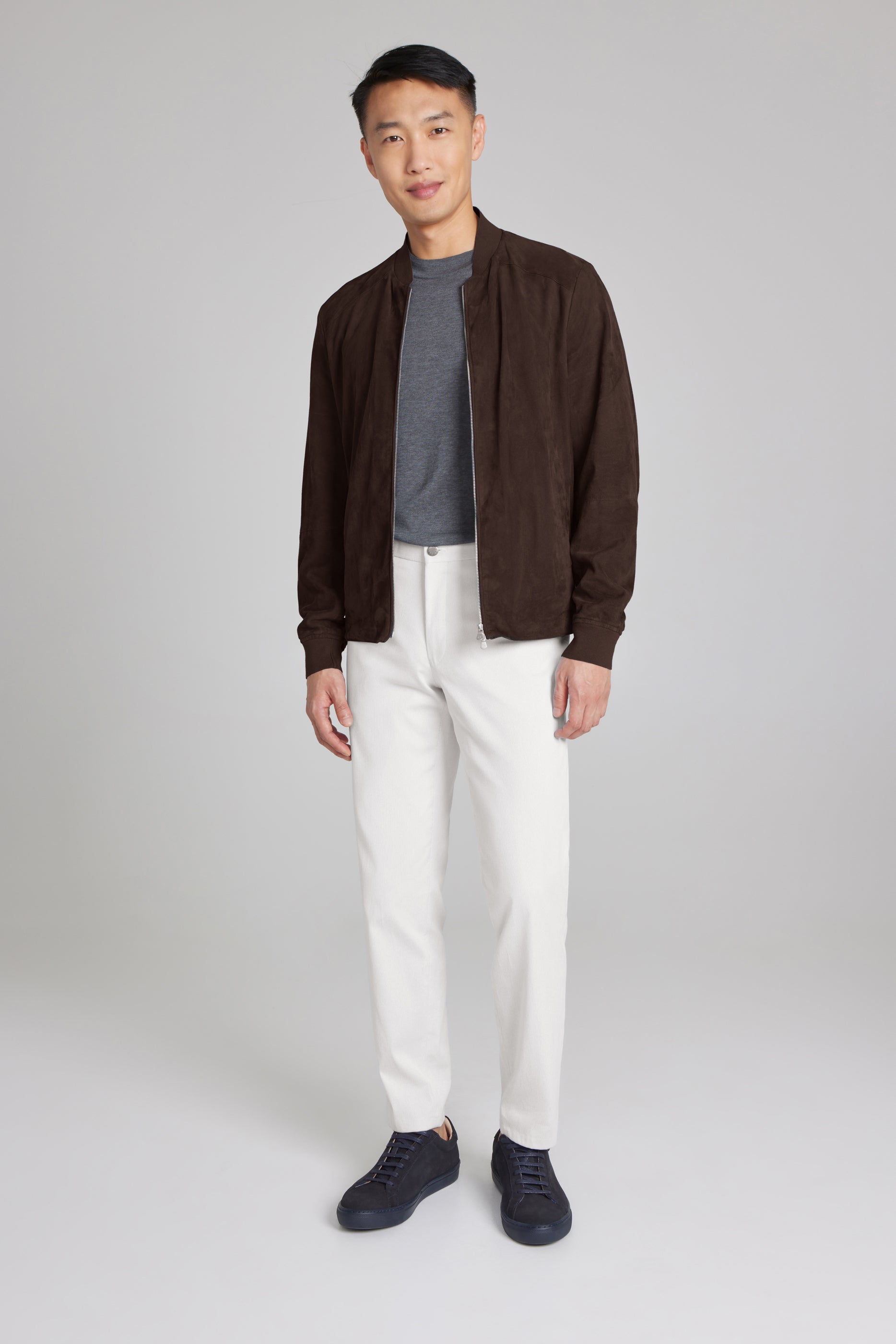 Alt view 2 Barclay Suede Bomber Jacket In Choclate