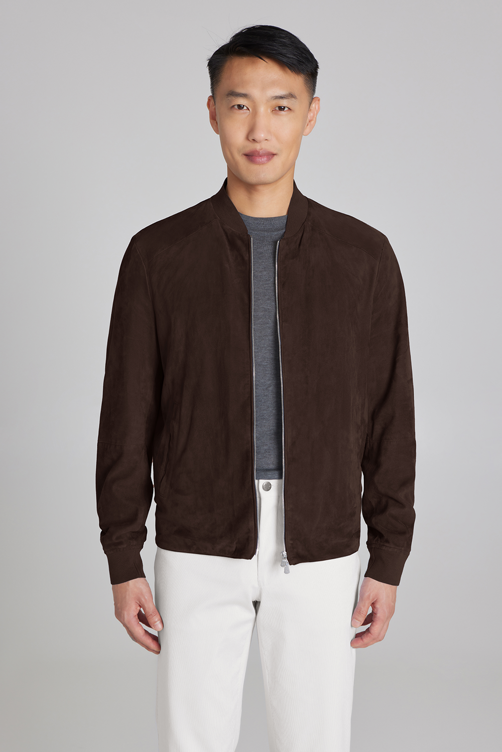 Alt view 1 Barclay Suede Bomber Jacket In Choclate