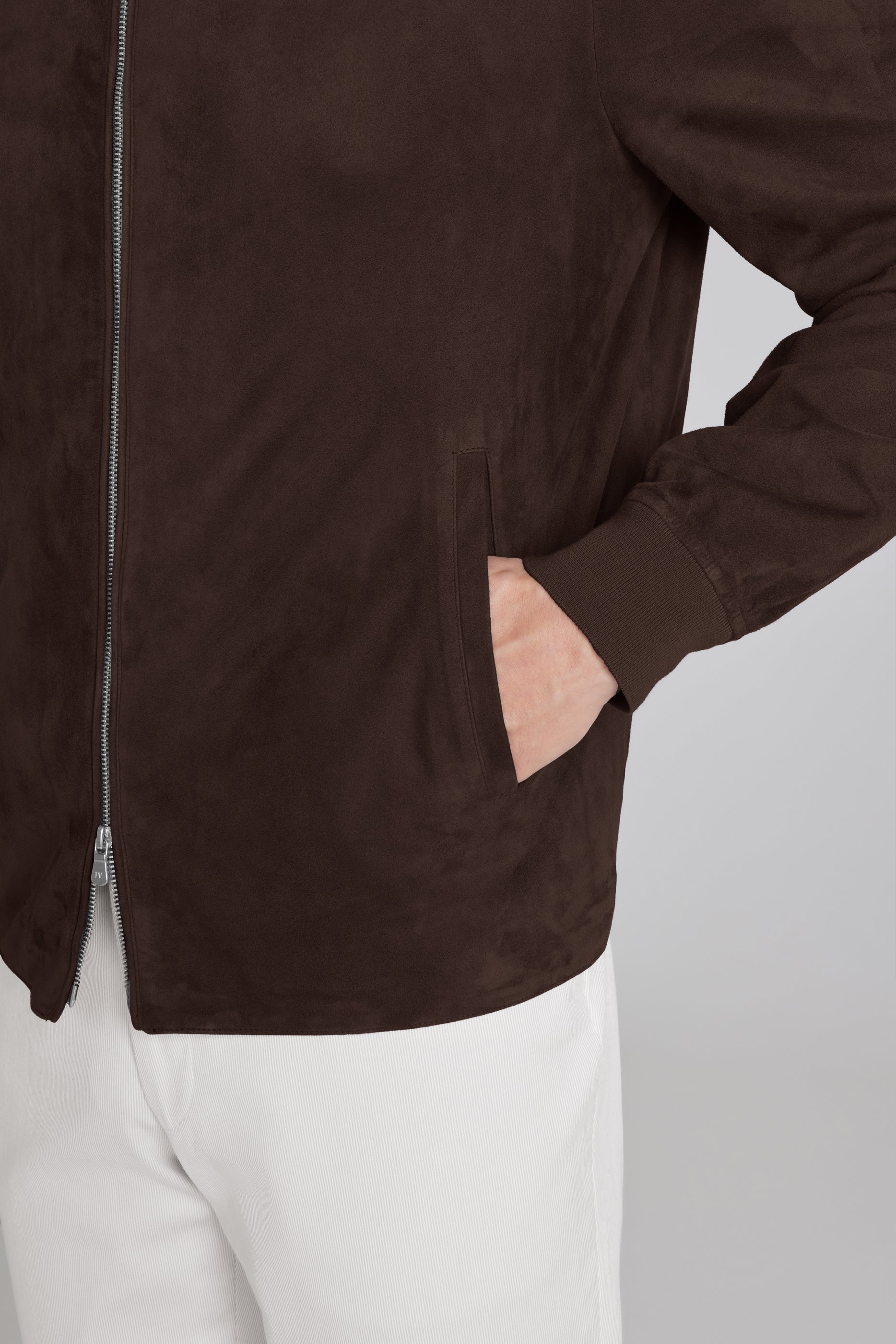Alt view 3 Barclay Suede Bomber Jacket In Choclate