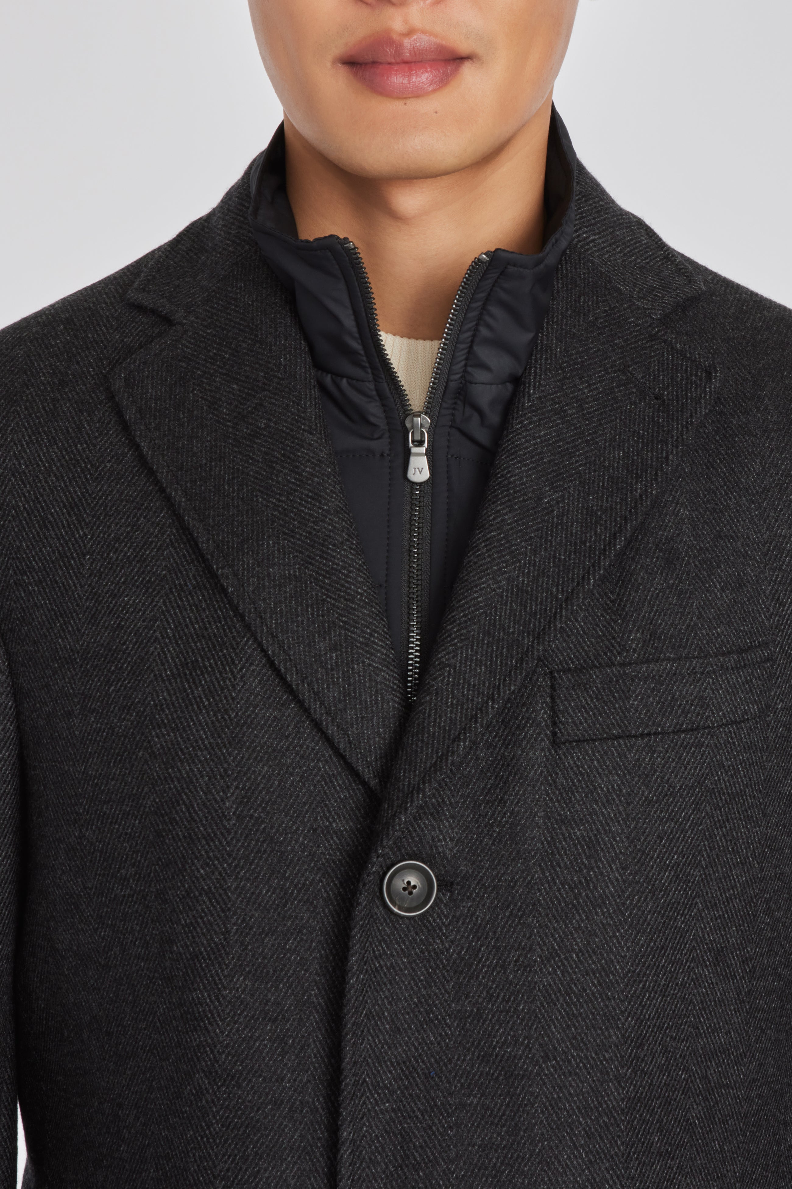 Delman Charcoal Wool Lycra Overcoat