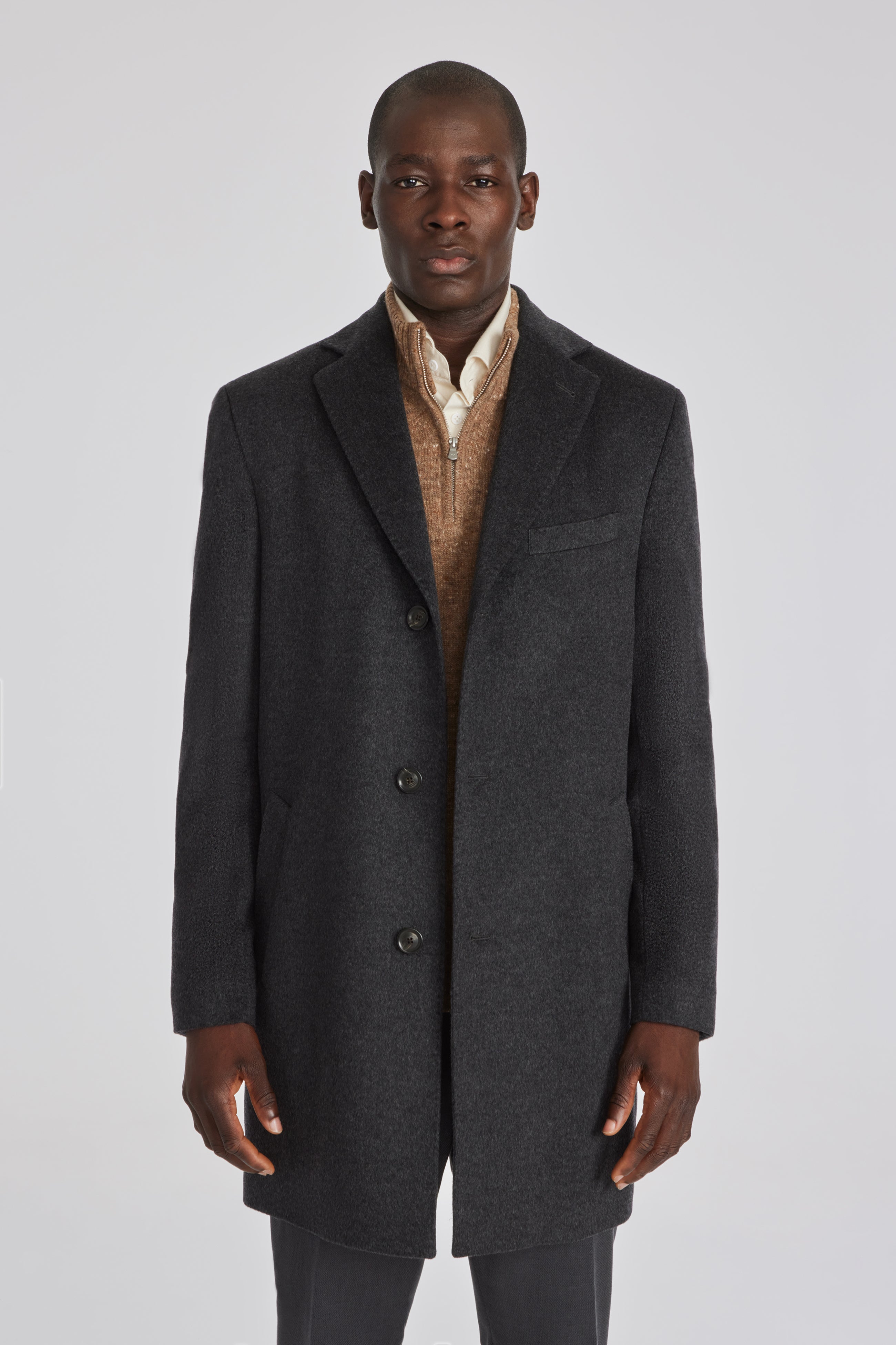 Alt view 1 Wesley Wool and Cashmere Overcoat in Charcoal