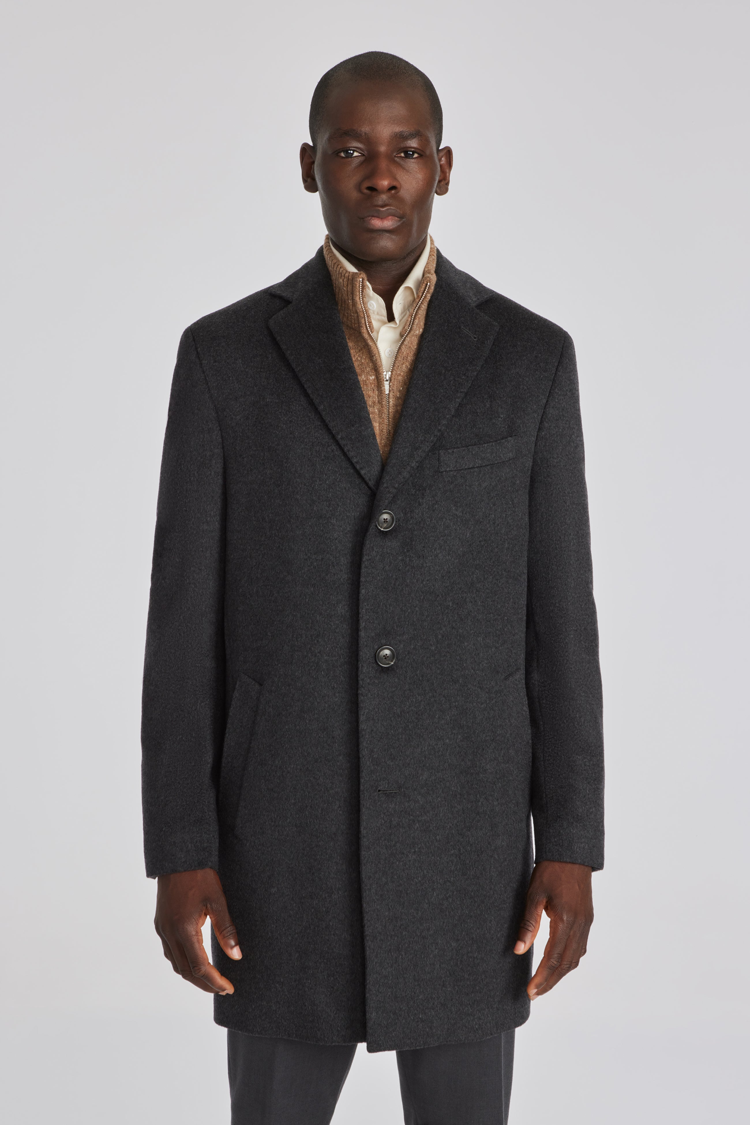 Alt view 3 Wesley Wool and Cashmere Overcoat in Charcoal