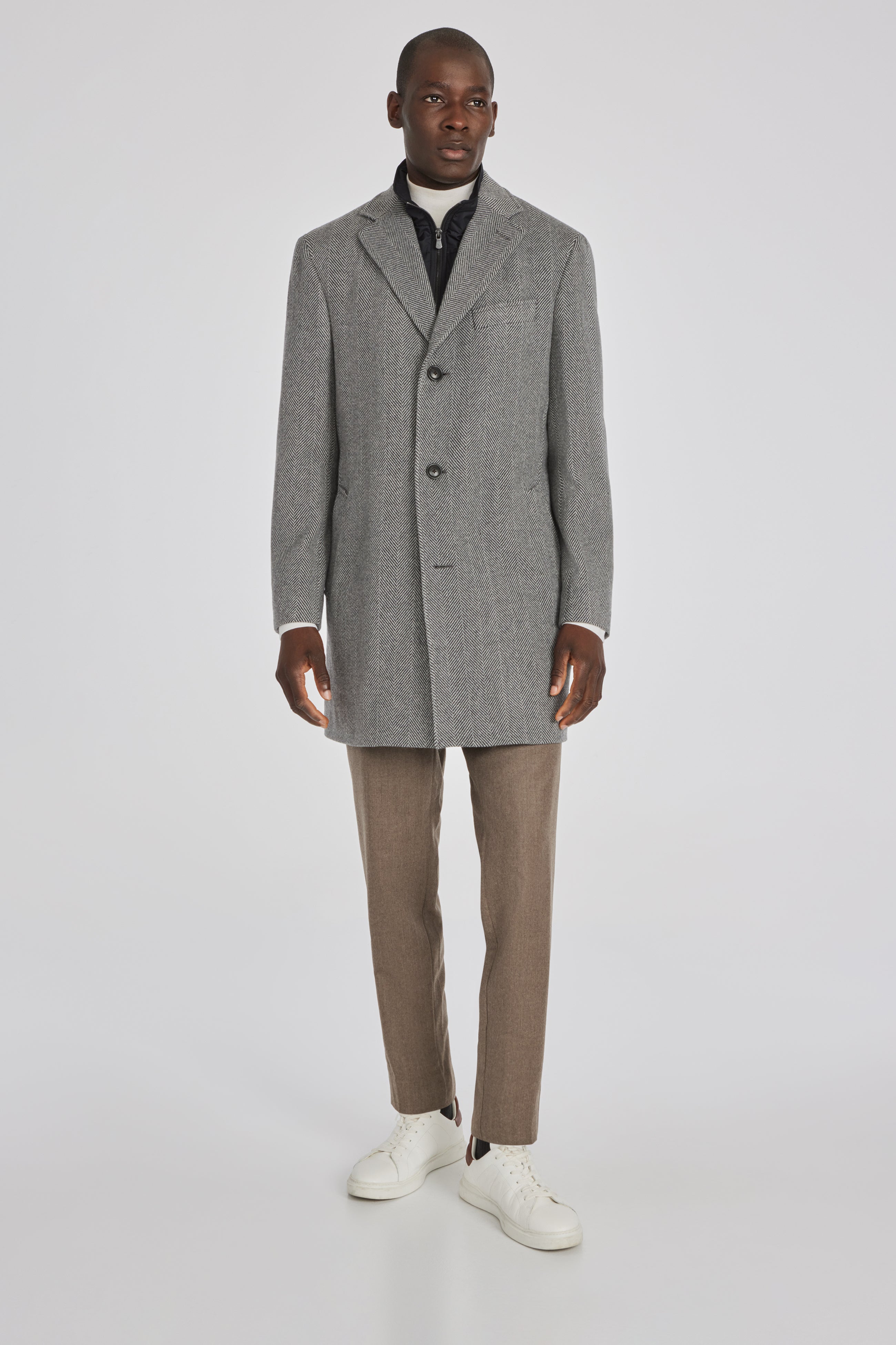 Alt view 1 Delman Wool Cashmere Overcoat in Medium Grey