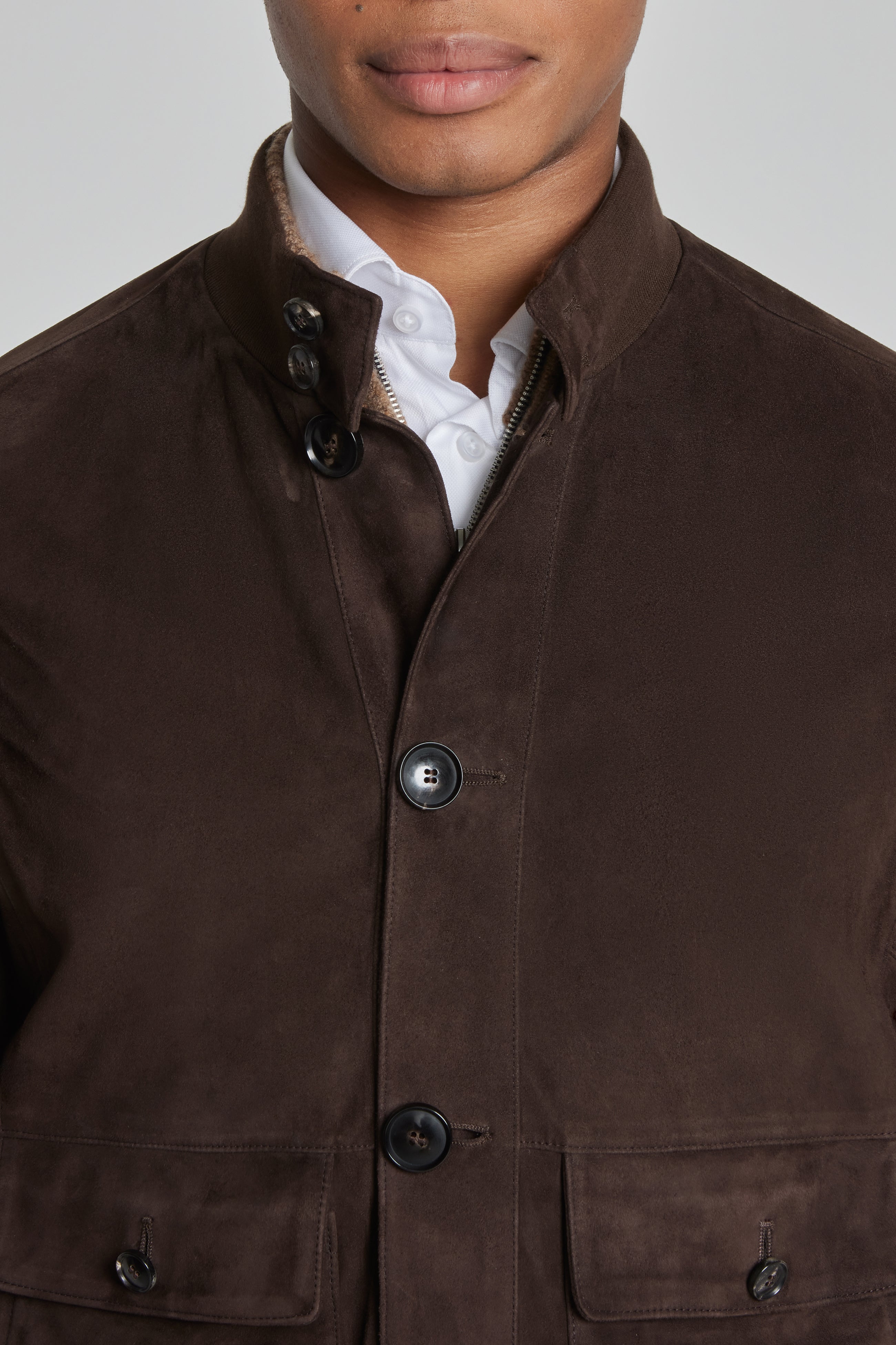 Leon Bark Suede Bomber Jacket