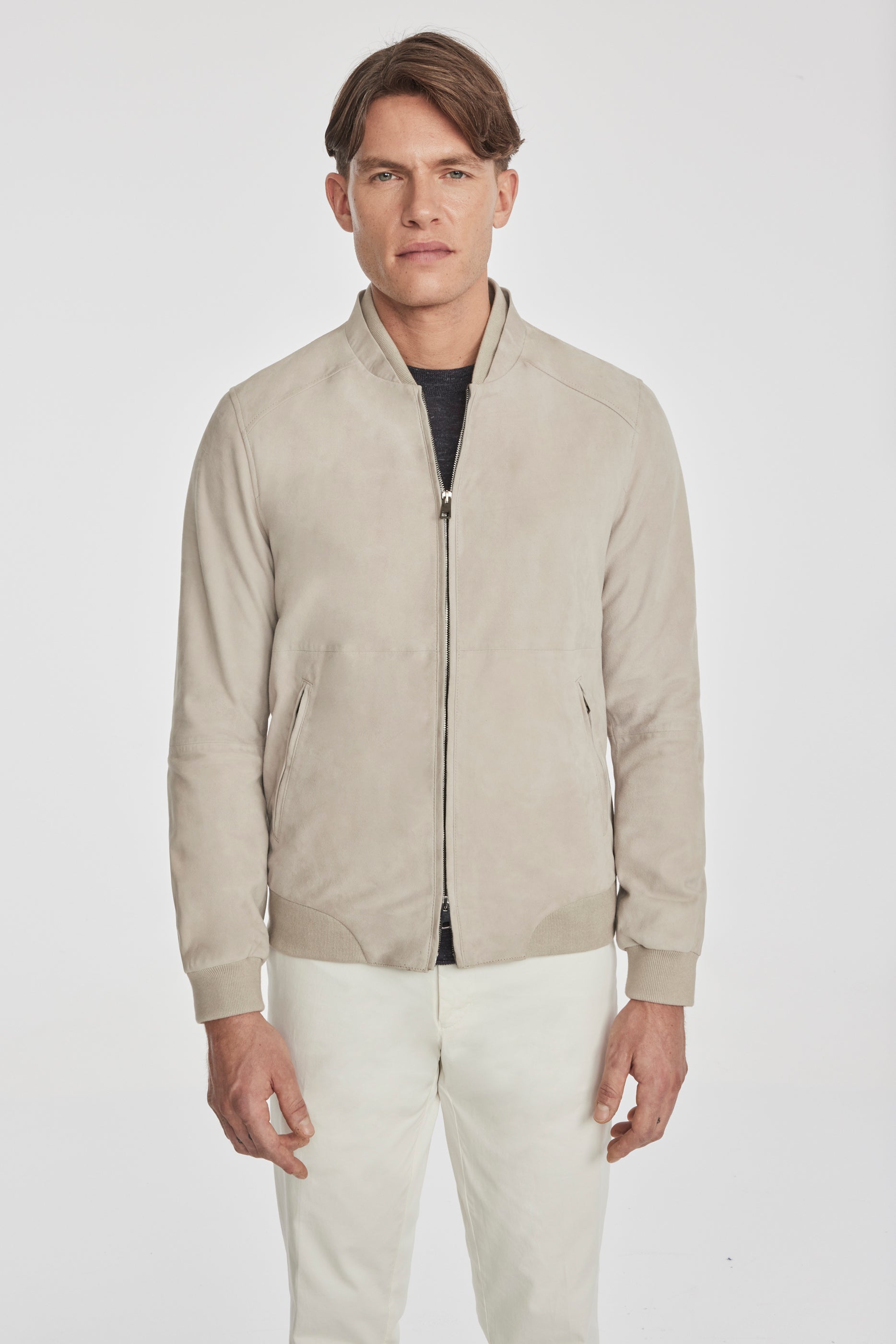 Alt view 2 Peterson Suede Bomber in Ecru