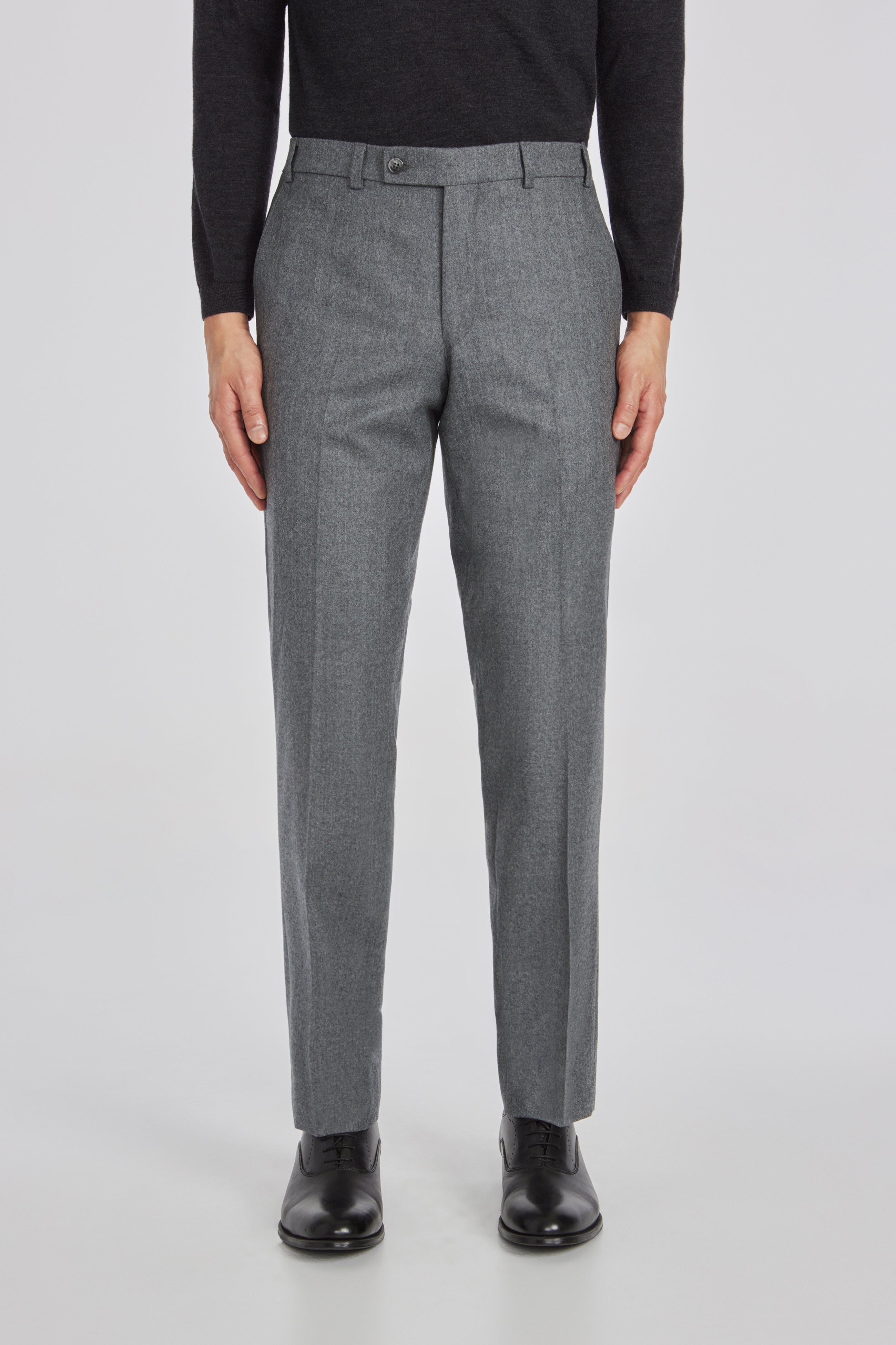 Pablo Light Grey Wool Super 120's Flannel Trouser