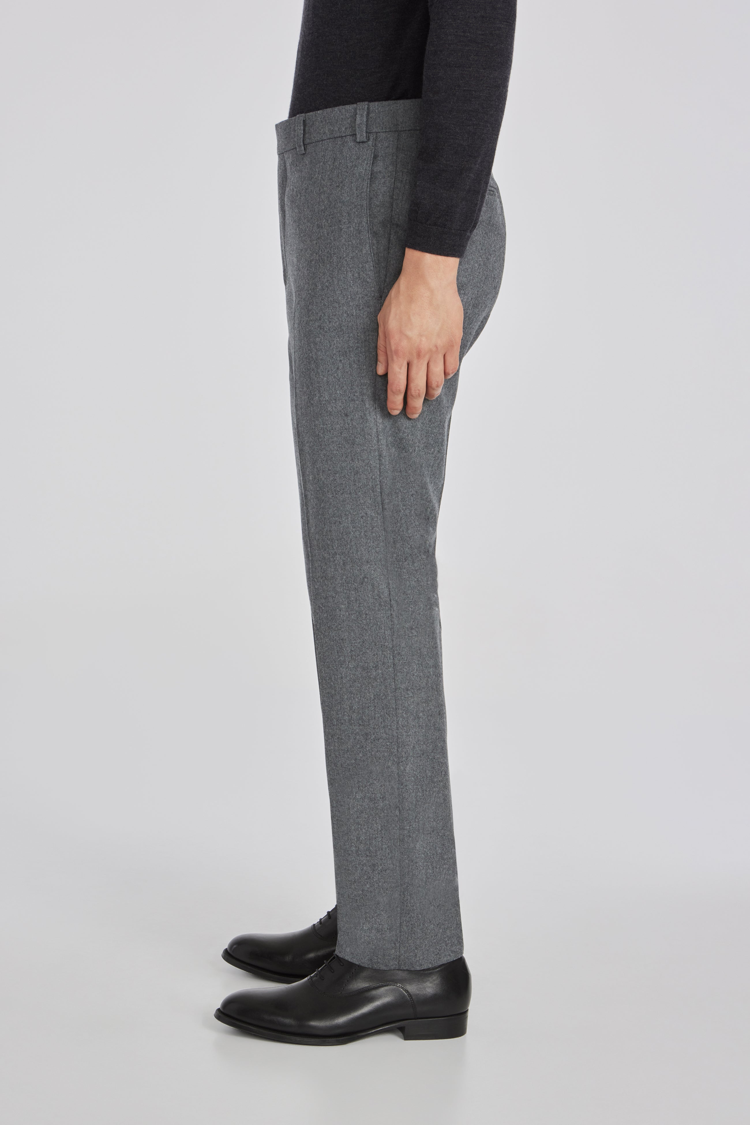 Pablo Light Grey Wool Super 120's Flannel Trouser