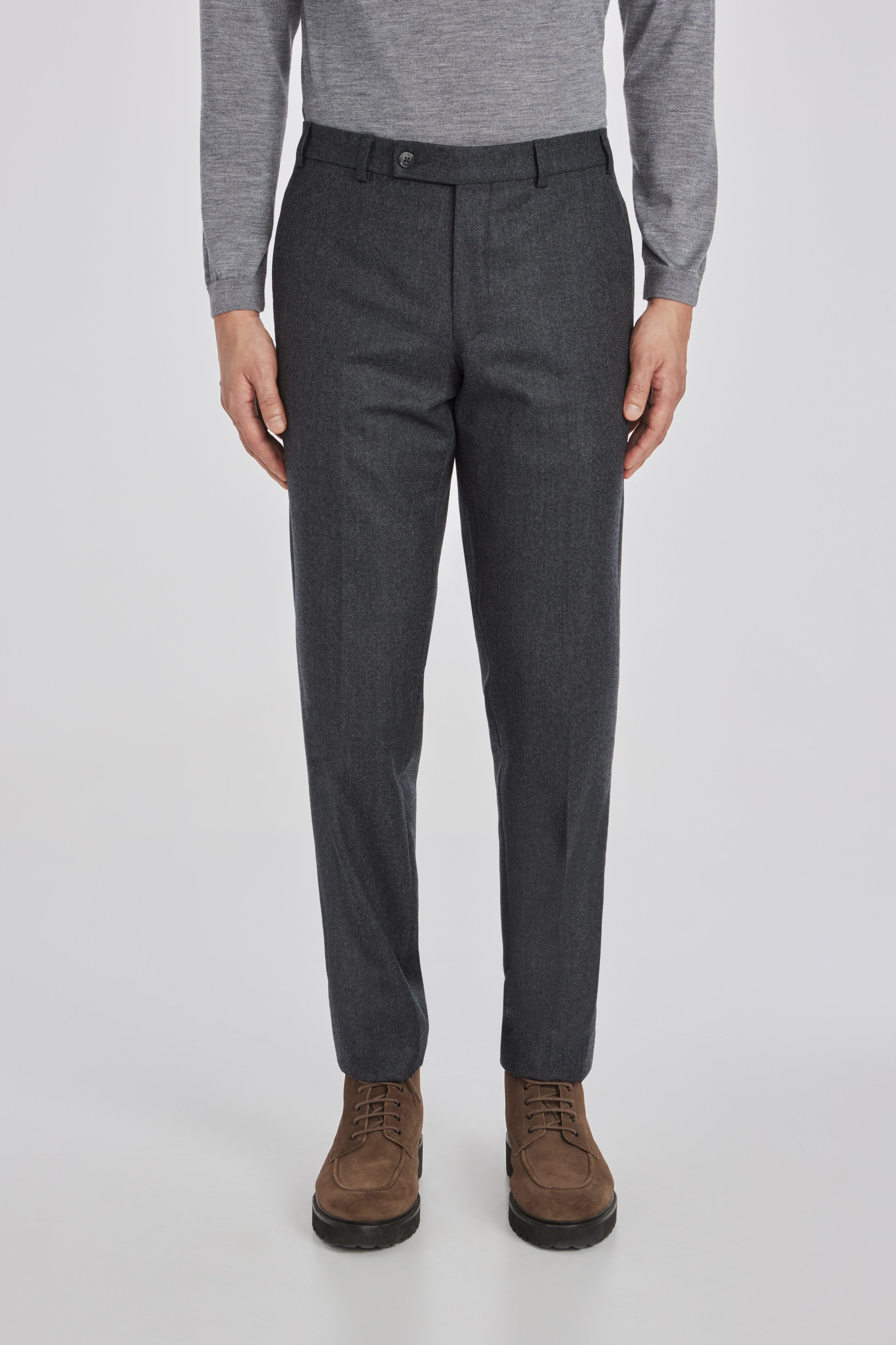 Pablo Charcoal Wool Super 120's Flannel Trouser