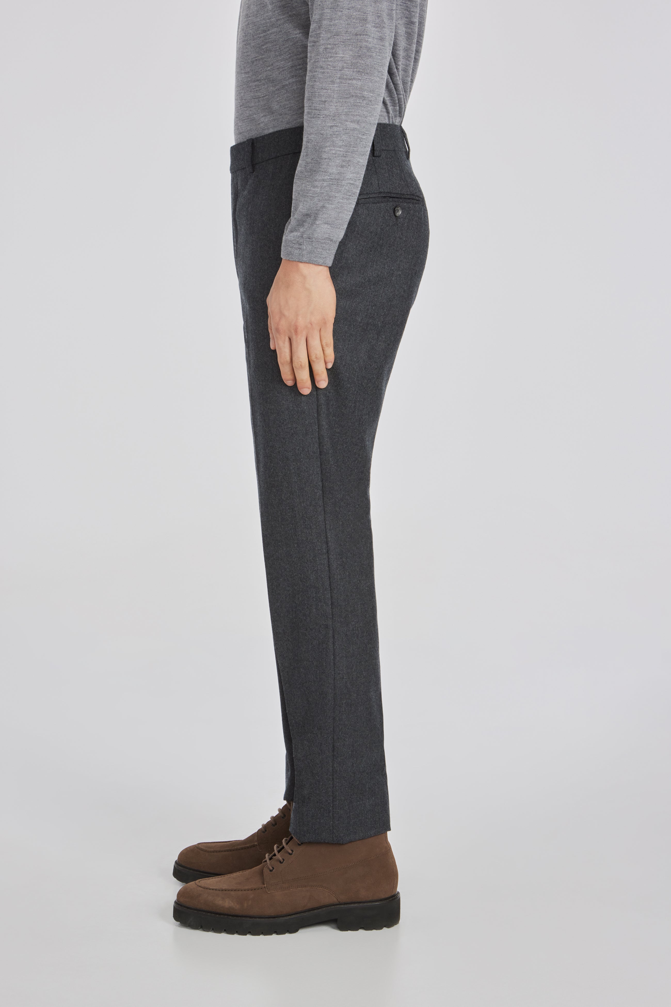 Alt view 3 Pablo Wool Super 120's Flannel Trouser in Charcoal